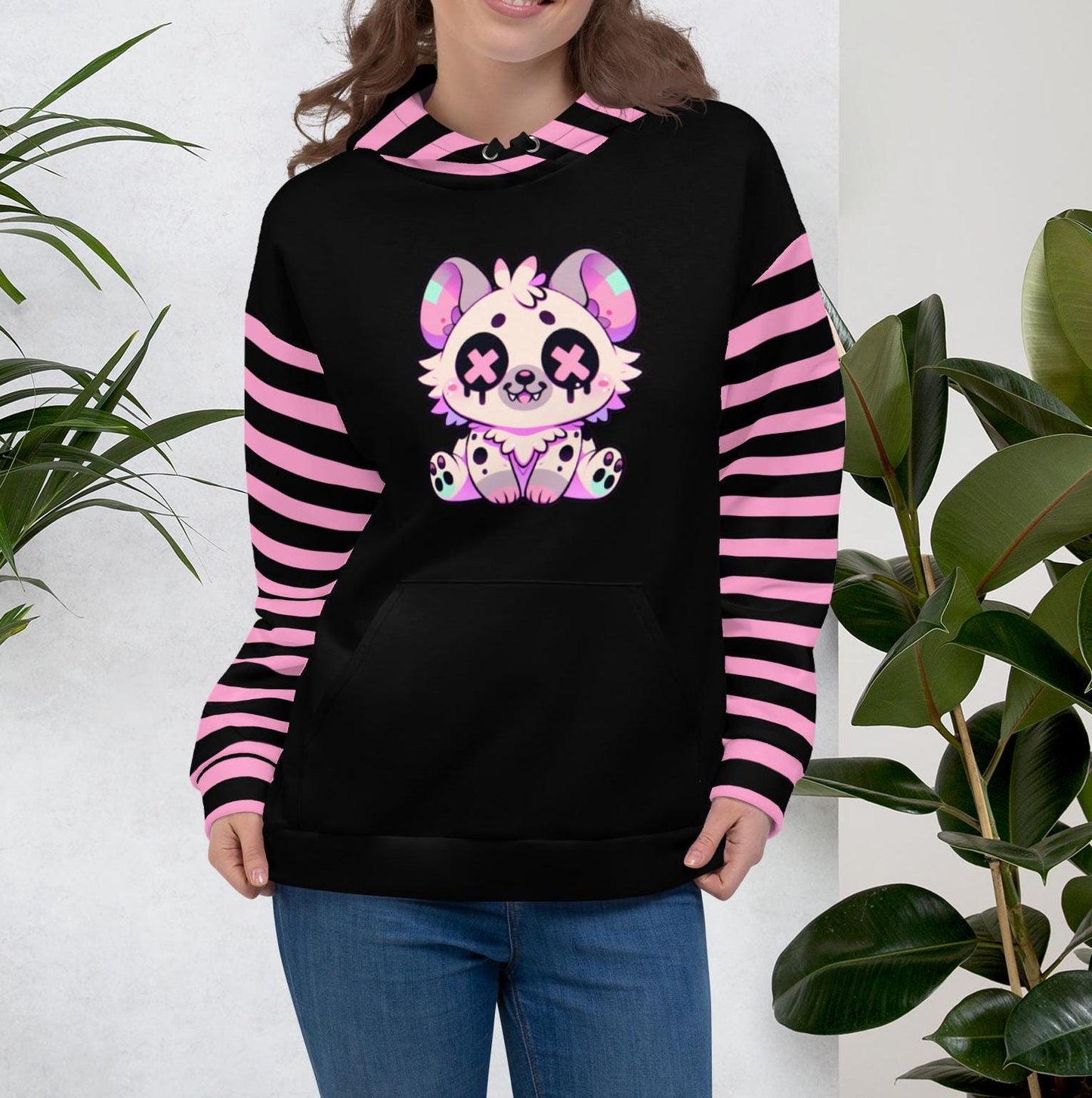 Pastel Goth Grunge Y2K Hyena Unisex Hoodie Weirdcore Gothic Kidcore Hyena Graphic Long Sleeve Hoodie