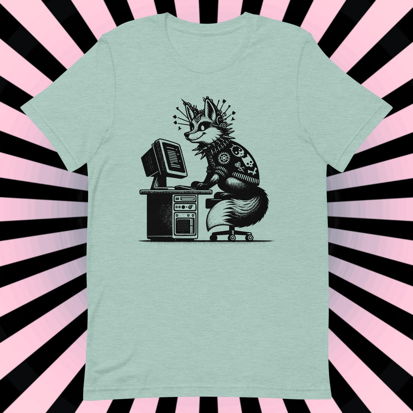 Cyberpunk Fox T-Shirt Y2K Shirt Pastel Goth Fox Shirt Techwear Tee Unique Whimsigoth and Weirdcore Fashion
