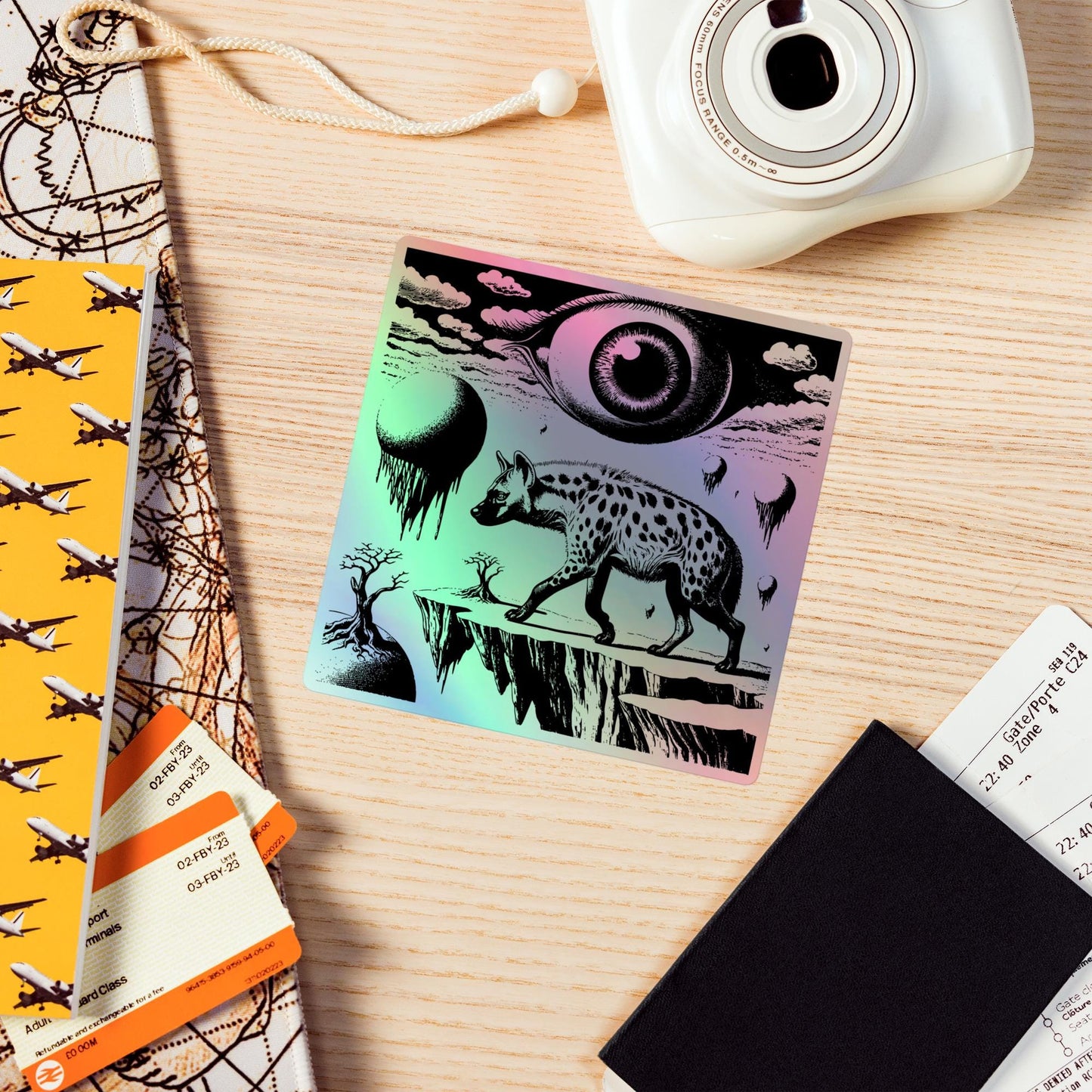 Weirdcore Hyena Sticker Gothic Grunge Oddcore Weird World Eyes Holographic Sticker