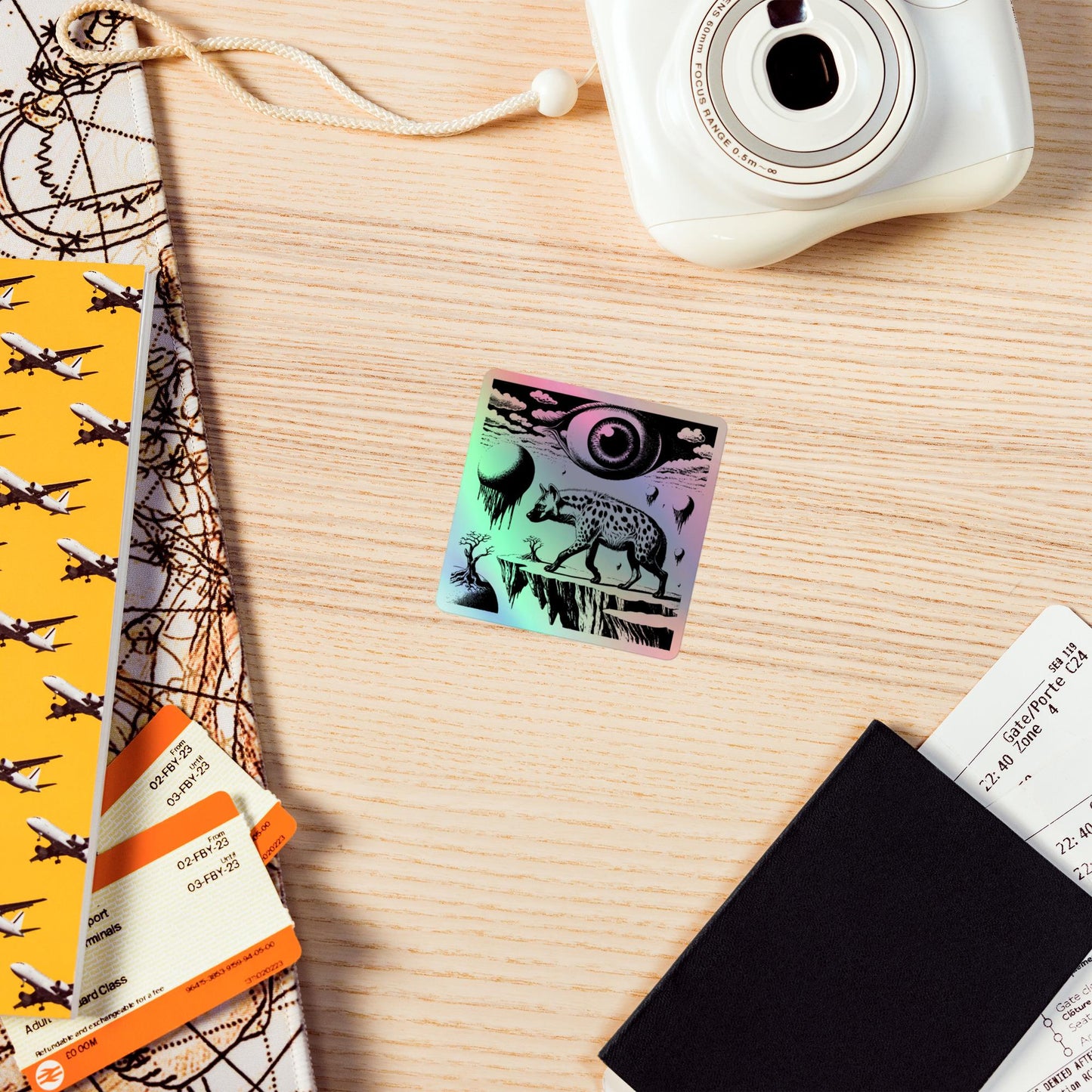 Weirdcore Hyena Sticker Gothic Grunge Oddcore Weird World Eyes Holographic Sticker