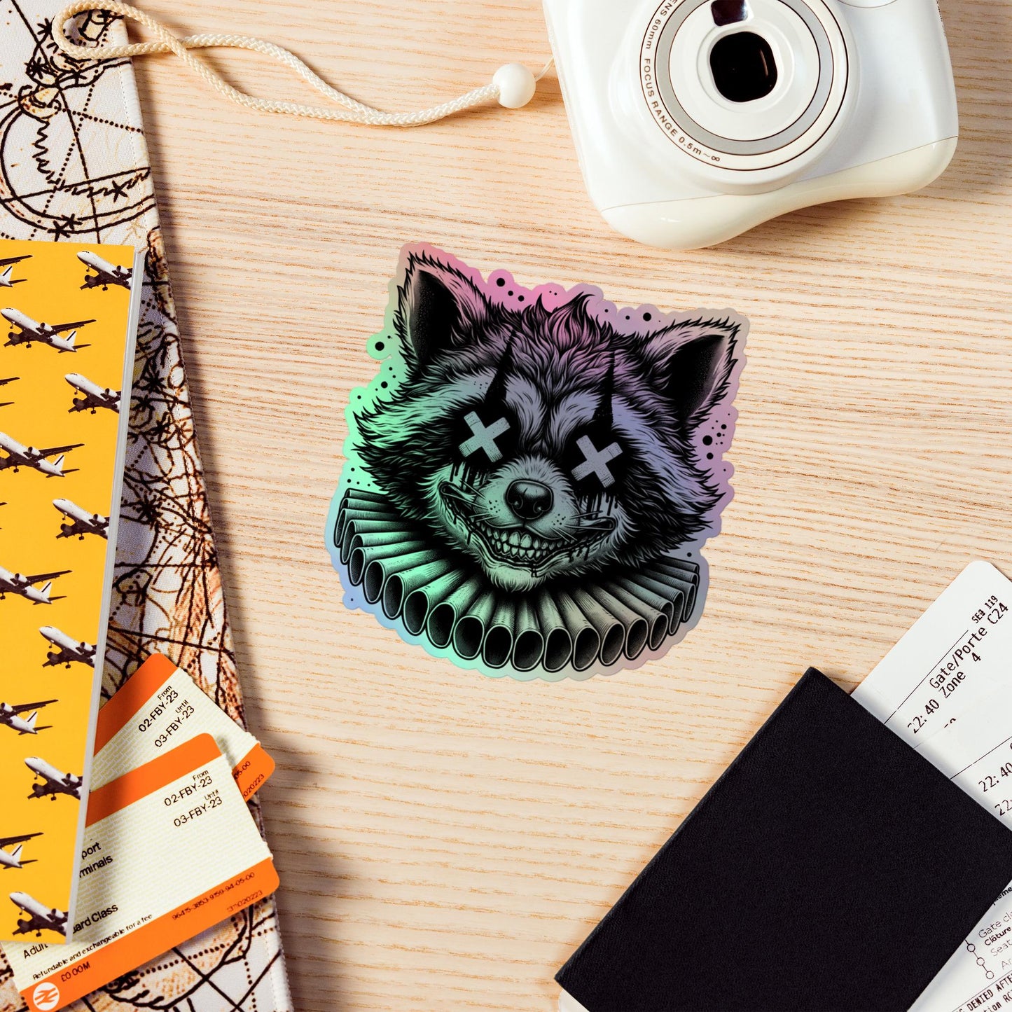 Creepy Clowncore Horror Raccoon Clown Hologram Sticker Weirdcore Clown Trash Panda Grunge Goth Holographic sticker