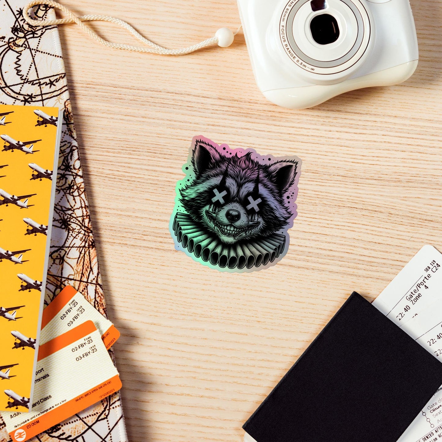Creepy Clowncore Horror Raccoon Clown Hologram Sticker Weirdcore Clown Trash Panda Grunge Goth Holographic sticker