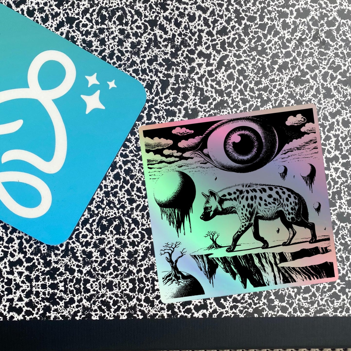 Weirdcore Hyena Sticker Gothic Grunge Oddcore Weird World Eyes Holographic Sticker