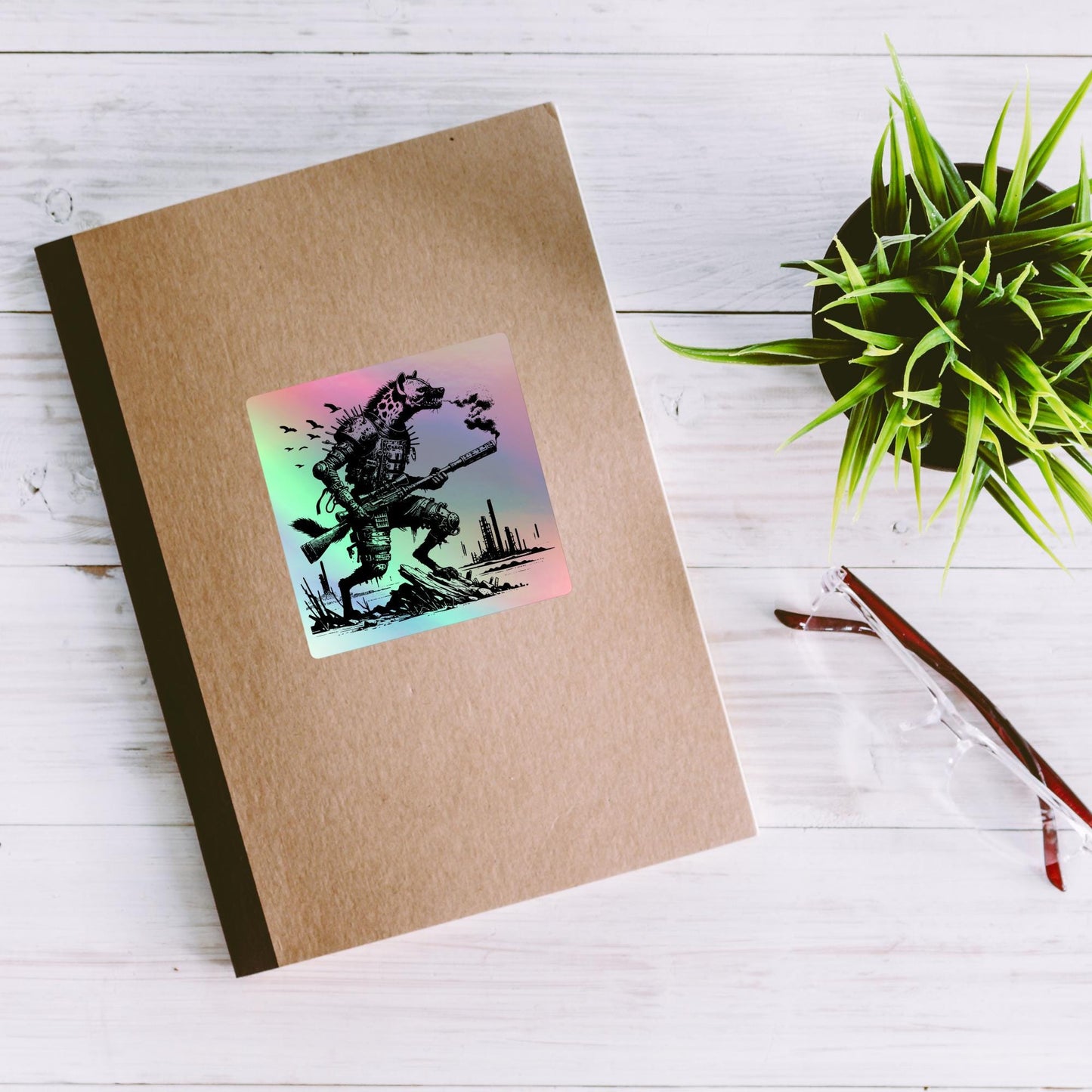 Warcore Dystopian Horror Hyena Hologram Sticker Dark Aesthetic Gothic Grunge Holographic sticker