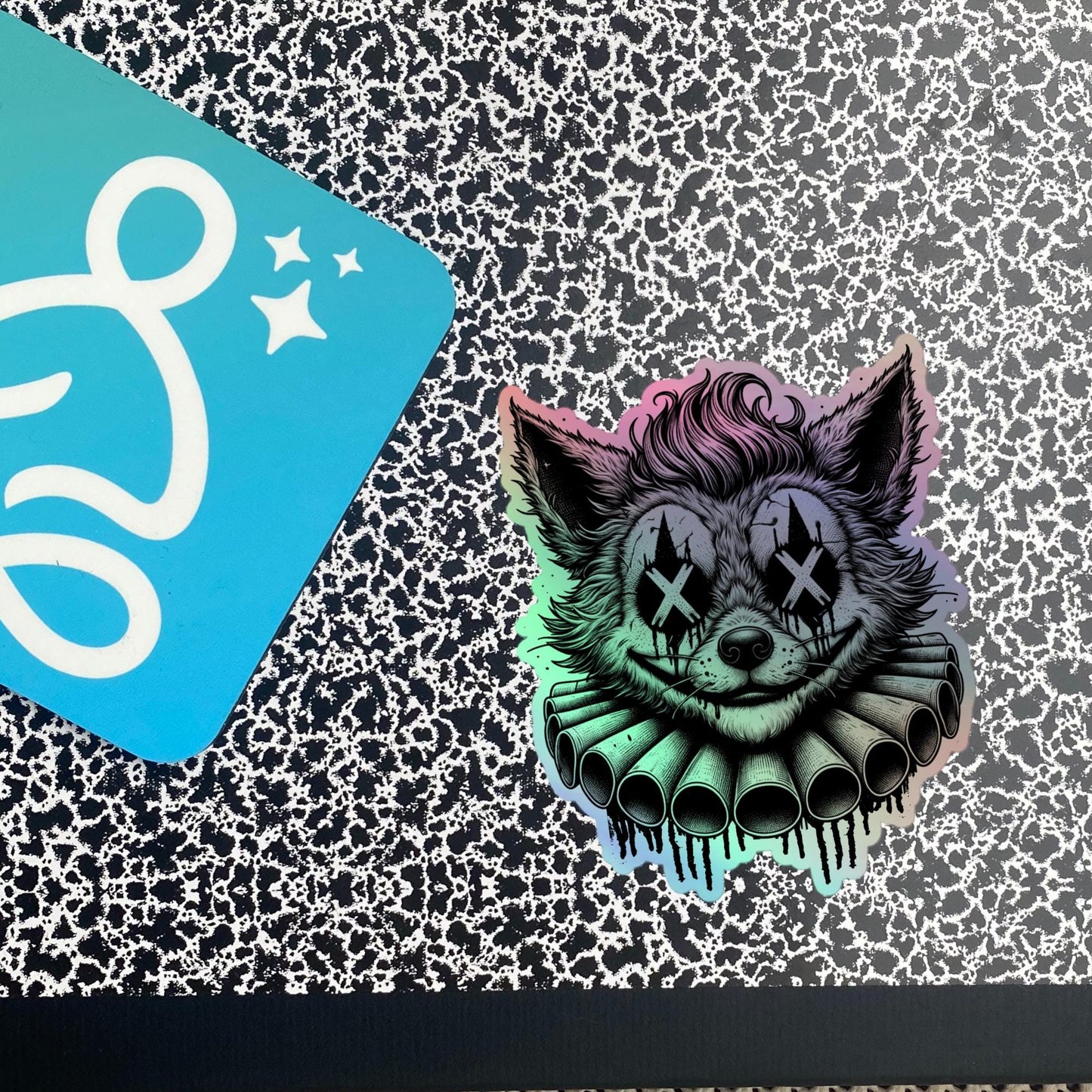 Creepy Clowncore Horror Fox Clown Hologram Sticker Weirdcore Clown Grunge Goth Holographic sticker