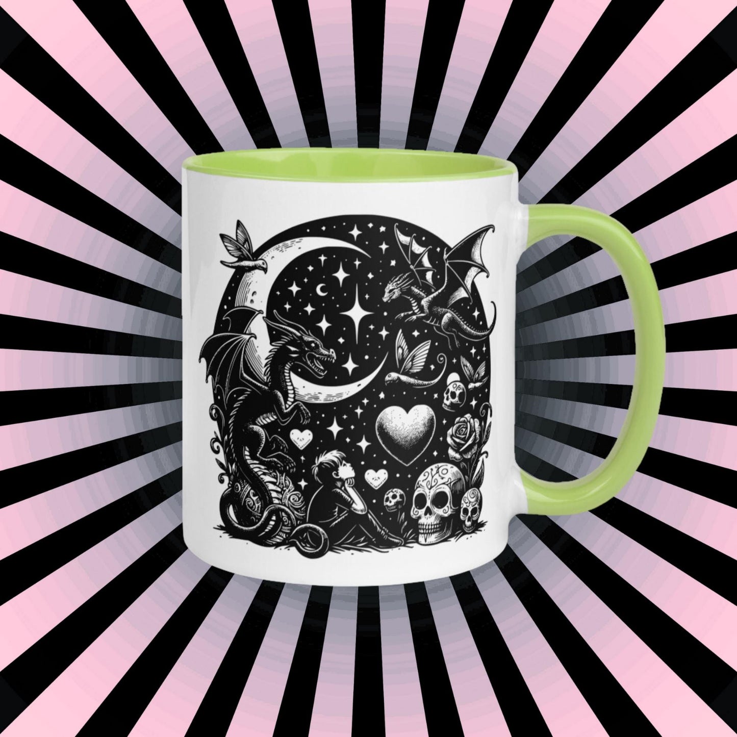 Colorful Mug Gothic Etching Grunge Y2K Goth Fairytale Starry Night Darkcore Microwave and Dishwasher Safe Coffee Tea Mug