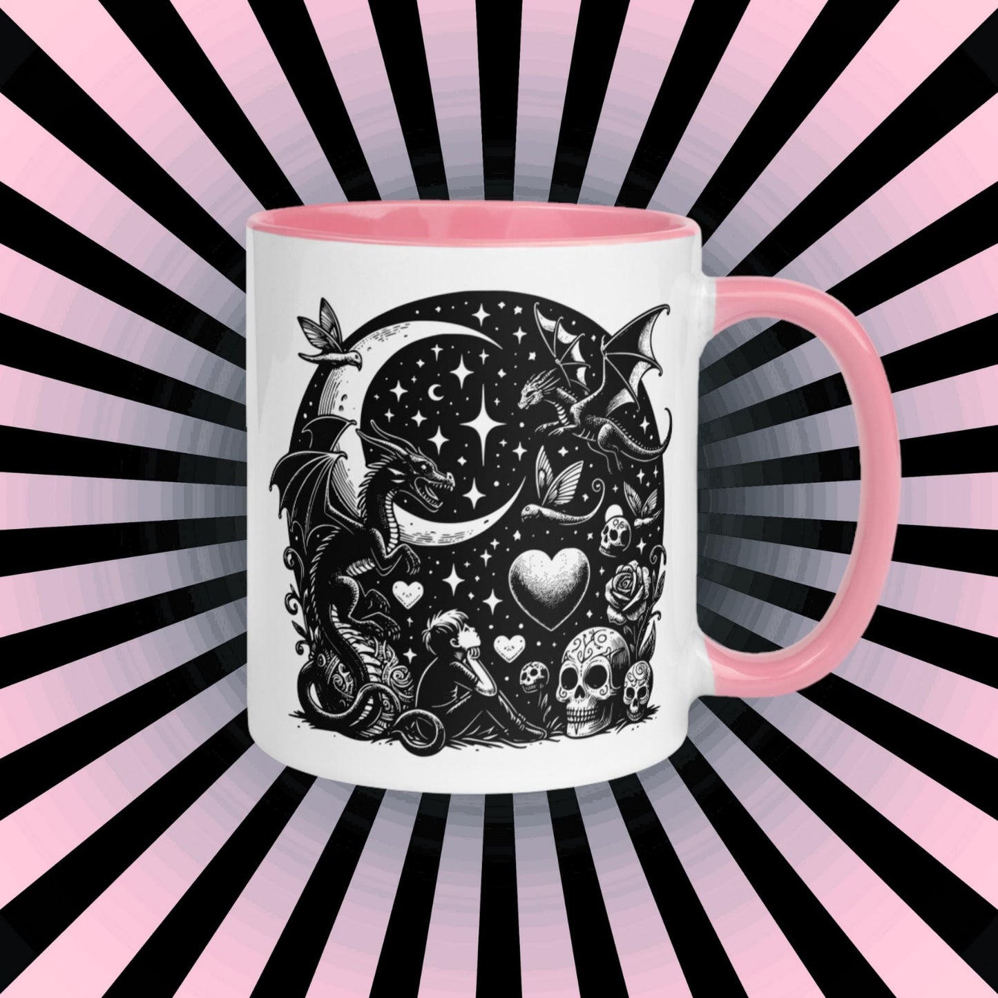 Colorful Mug Gothic Etching Grunge Y2K Goth Fairytale Starry Night Darkcore Microwave and Dishwasher Safe Coffee Tea Mug