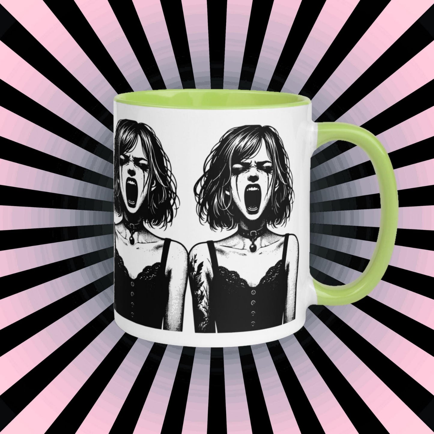 Colorful Mug Gothic Etching Grunge Y2K Goth Girl Screaming Darkcore Microwave and Dishwasher Safe Coffee Tea Mug
