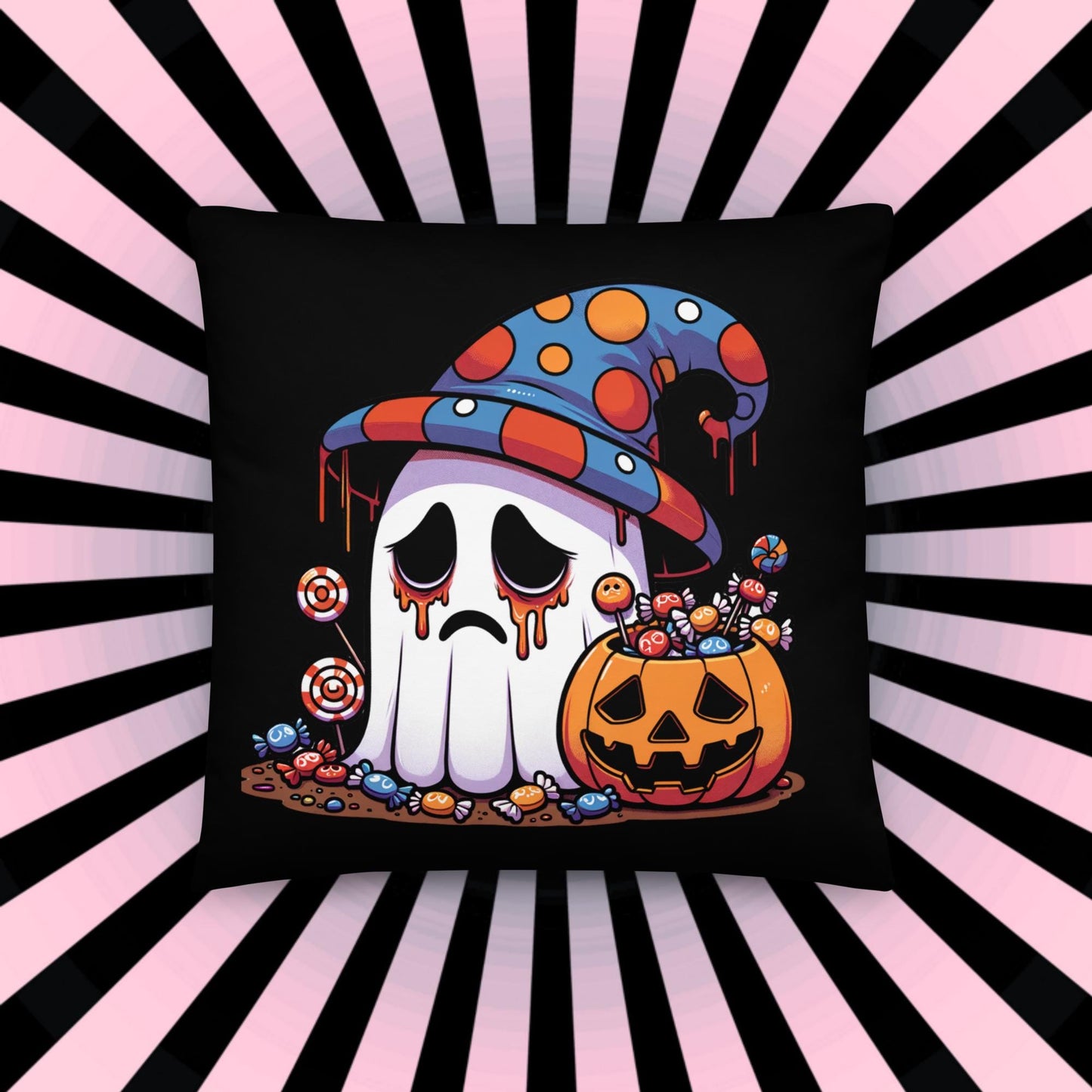 Two Sided Sad Ghosts Throw Pillow Grunge Goth Room Decor Ghosts Decorative Pillow