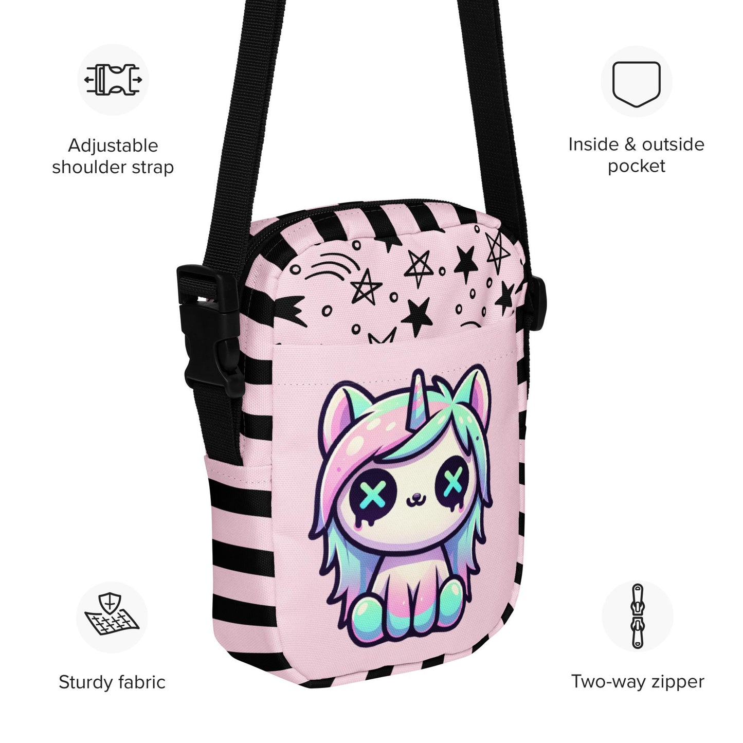 Cute Kawaii Unicorn Crossbody Bag Pastel Goth Weirdcore Grunge Shoulder Sling Purse Bag