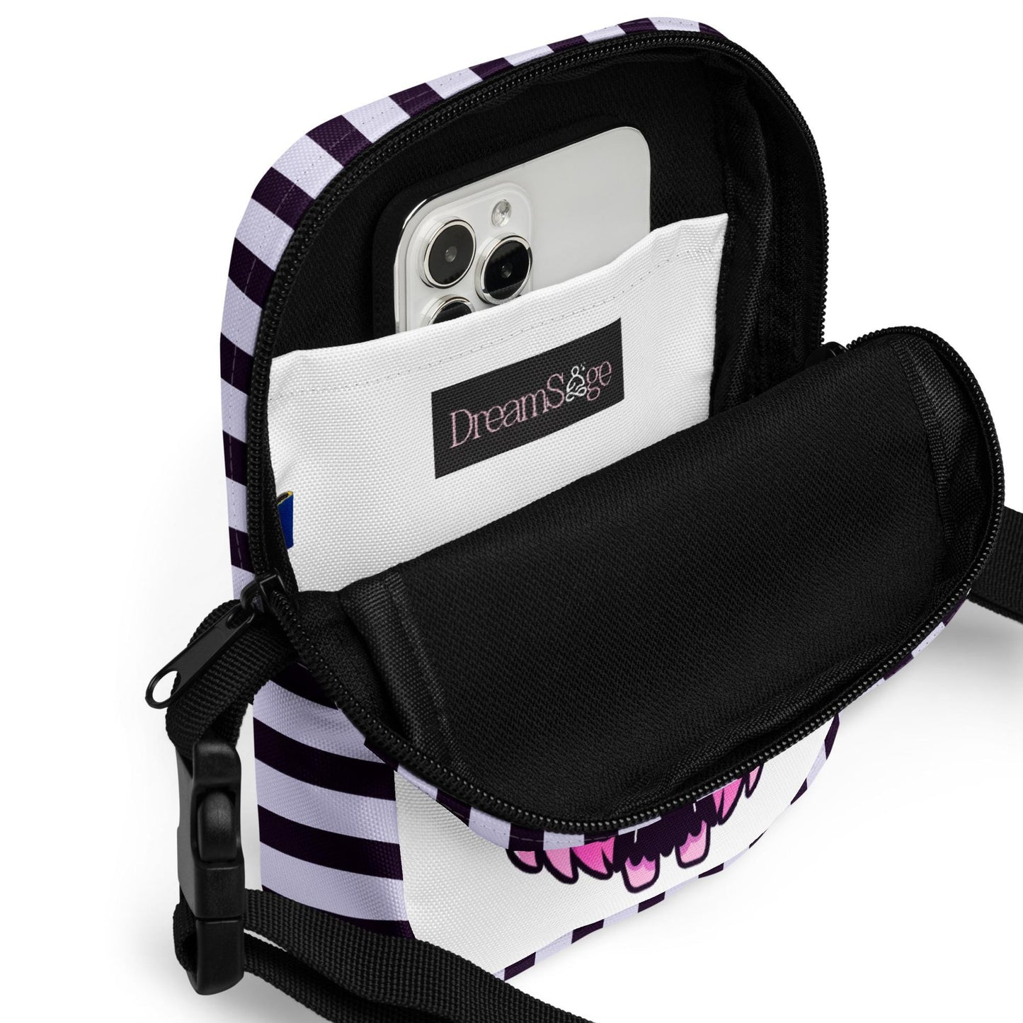 Creepy Cute Demon Girl Crossbody Bag Pastel Goth Grunge Evil Eye Pattern Back Should Sling Bag Purse