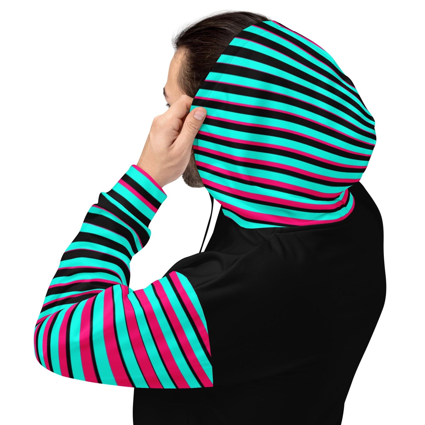 Striped Creepy Neon Goth Weirdcore Hyena Clown Graphic Unisex Hoodie Y2K Clowncore Grunge Shirt
