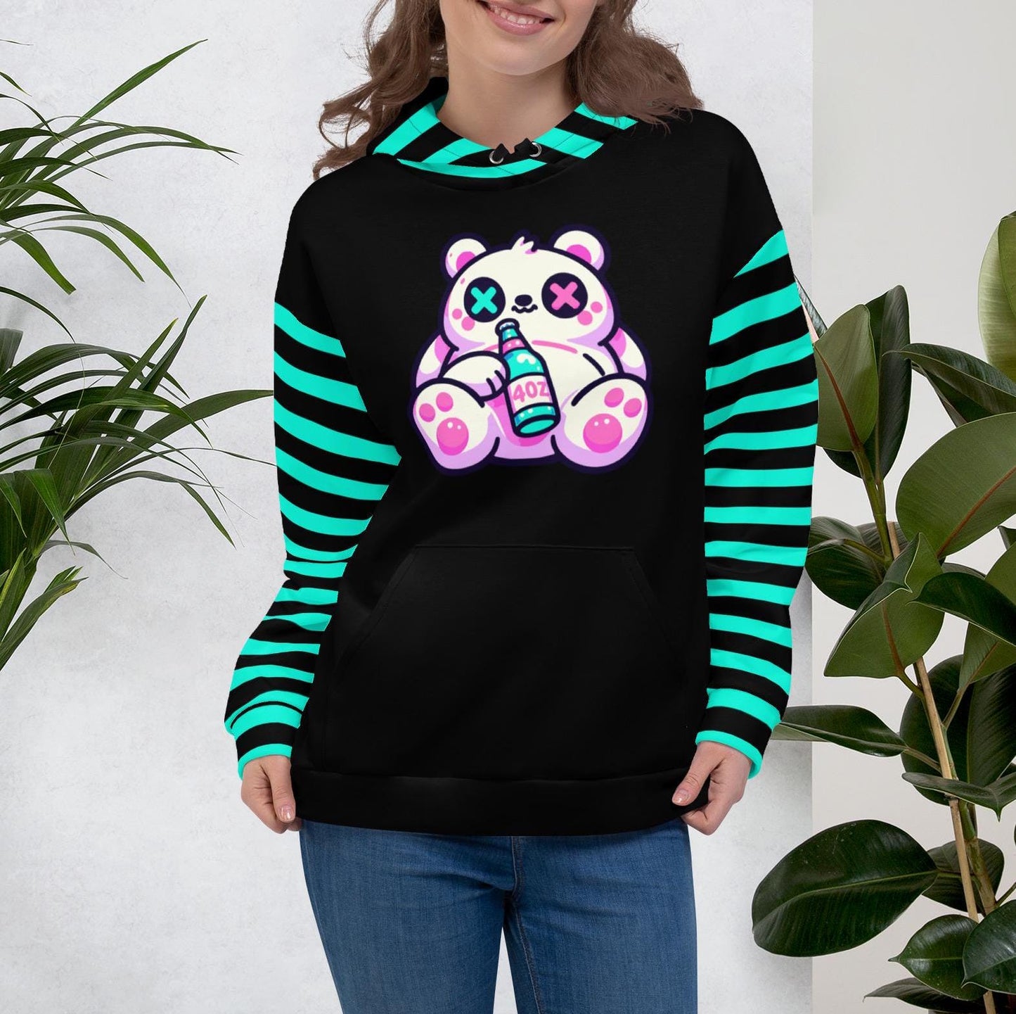Drunk Weirdcore Bear Graphic Y2K Grunge Unisex Hoodie