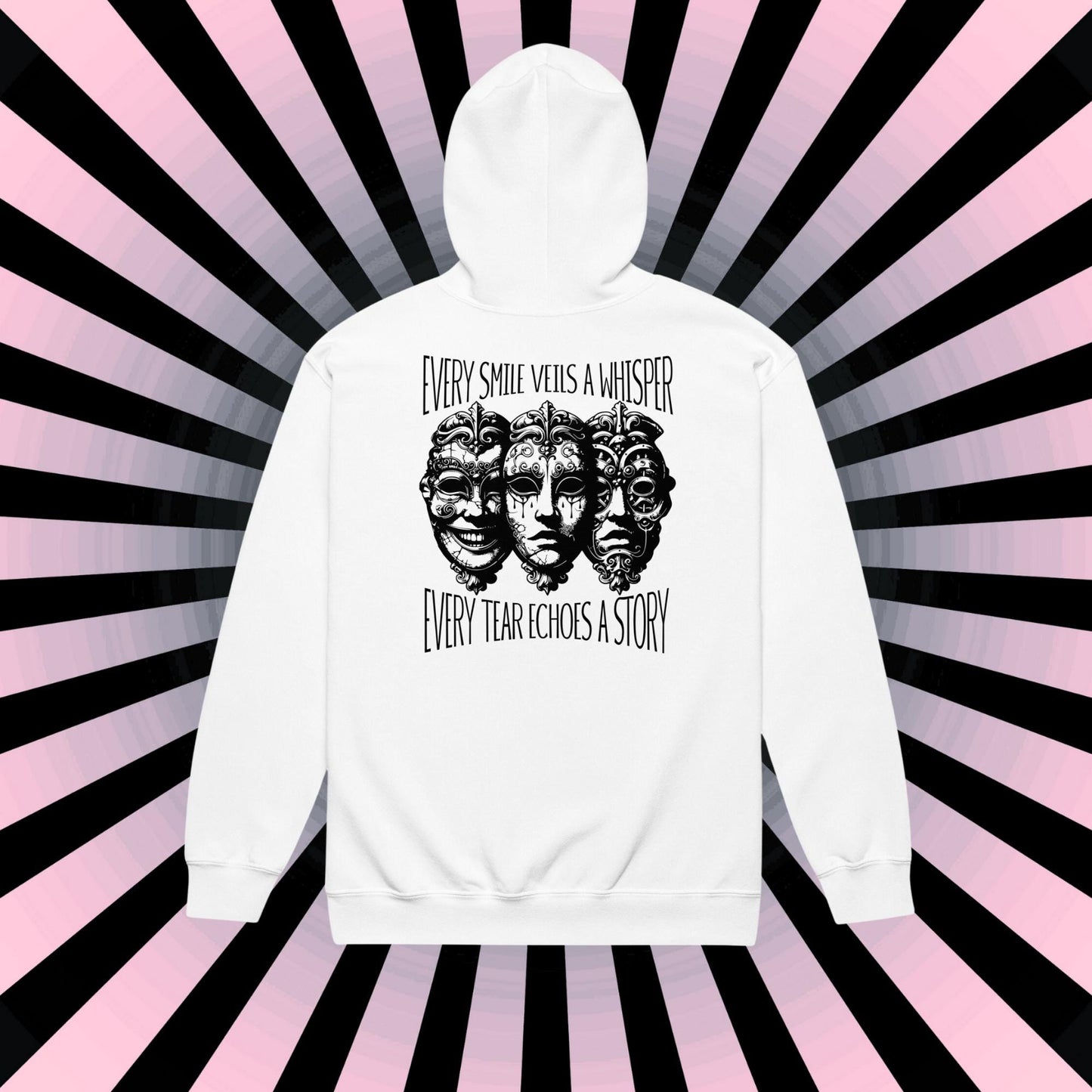 Mental Health Hoodie Dark Aesthetic Smile Tear Depression Sweater Semicolon Custom Zip-Up Hoodie Alt Clothing