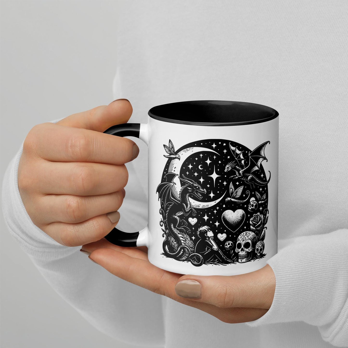 Colorful Mug Gothic Etching Grunge Y2K Goth Fairytale Starry Night Darkcore Microwave and Dishwasher Safe Coffee Tea Mug