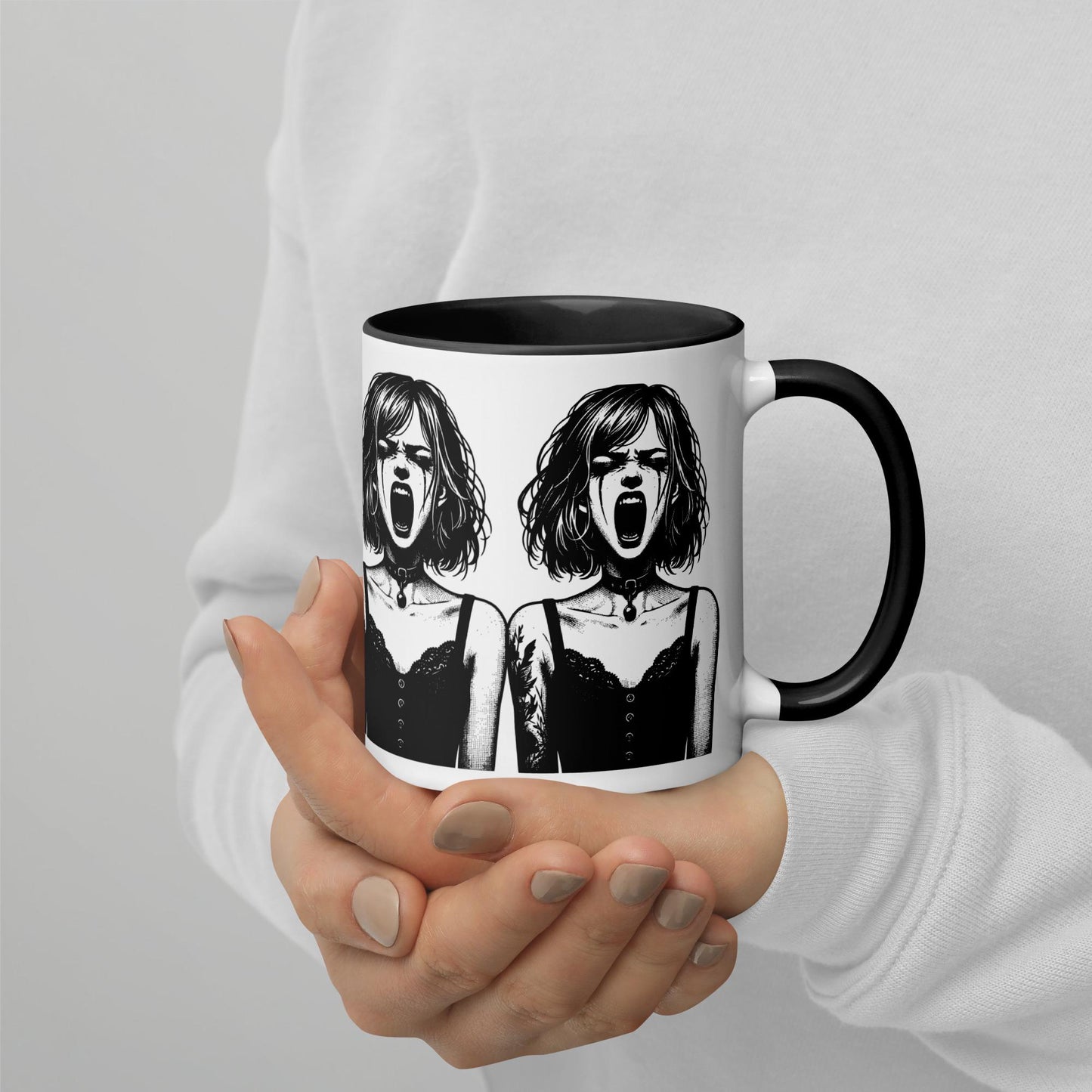 Colorful Mug Gothic Etching Grunge Y2K Goth Girl Screaming Darkcore Microwave and Dishwasher Safe Coffee Tea Mug