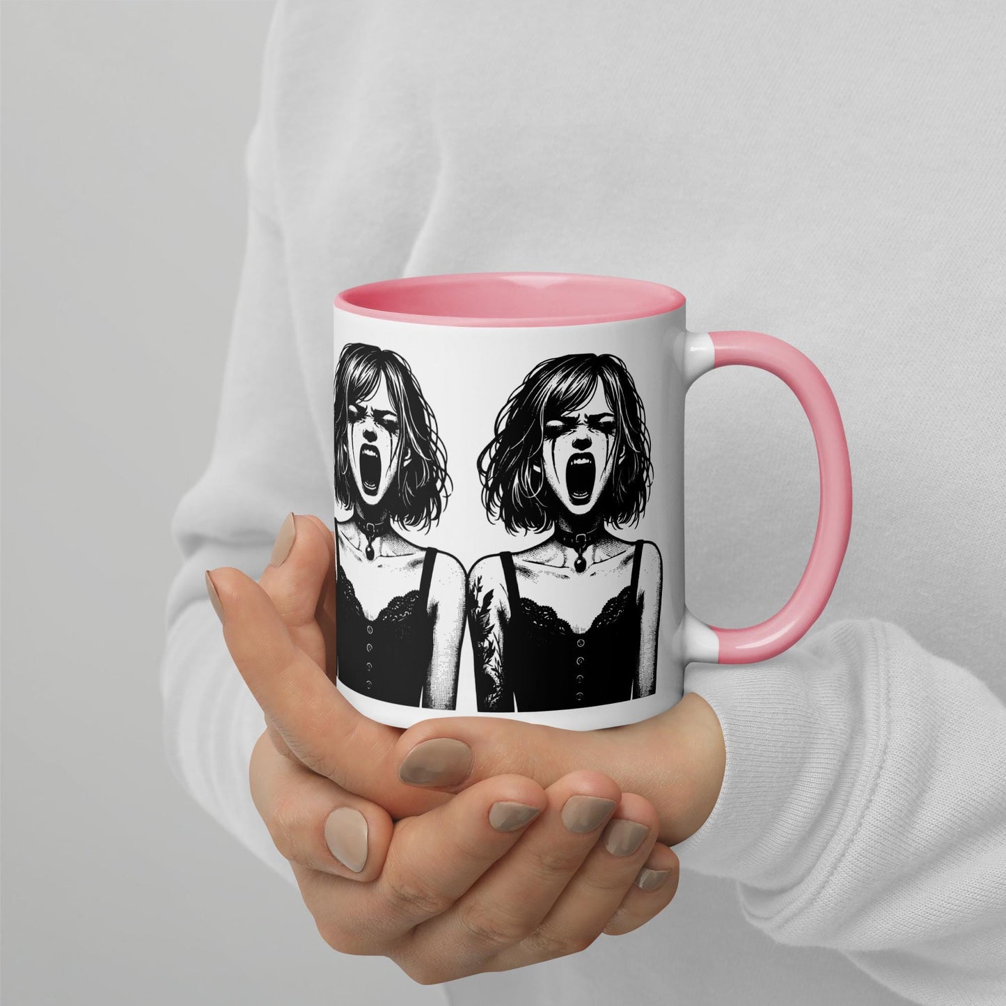 Colorful Mug Gothic Etching Grunge Y2K Goth Girl Screaming Darkcore Microwave and Dishwasher Safe Coffee Tea Mug