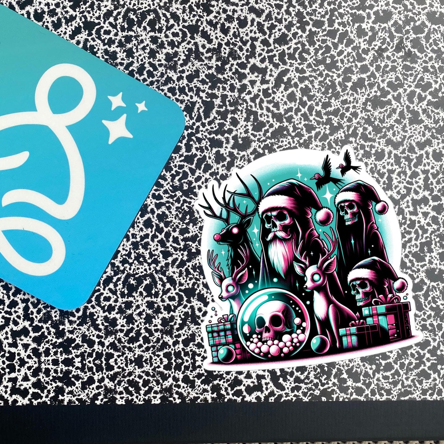 Creepy Christmas Horror Skeleton Scene Decal Weirdcore Pastel Grunge Goth Waterproof Vinyl Sticker