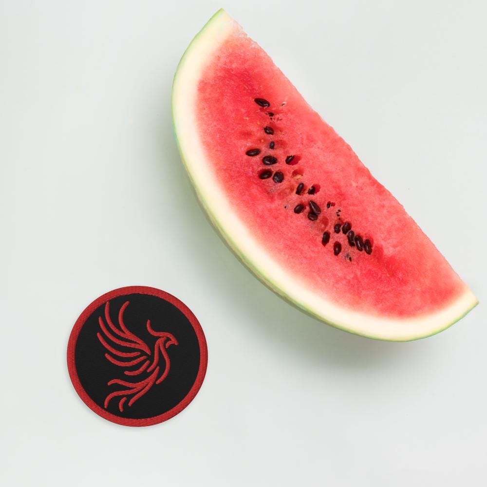 Red and Black Round Phoenix Sew On or Iron On Embroidered Patch
