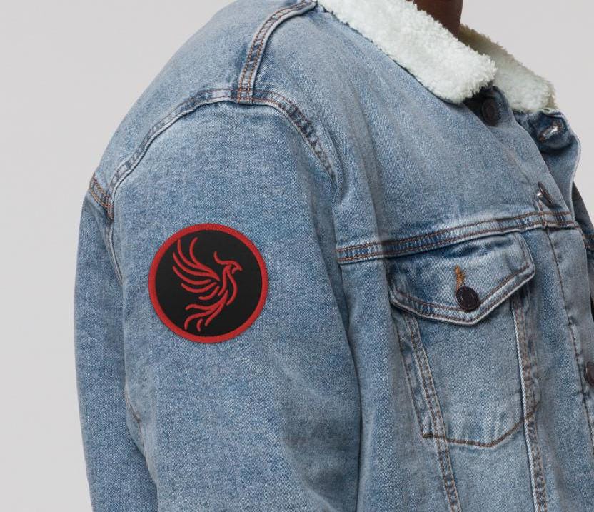 Red and Black Round Phoenix Sew On or Iron On Embroidered Patch