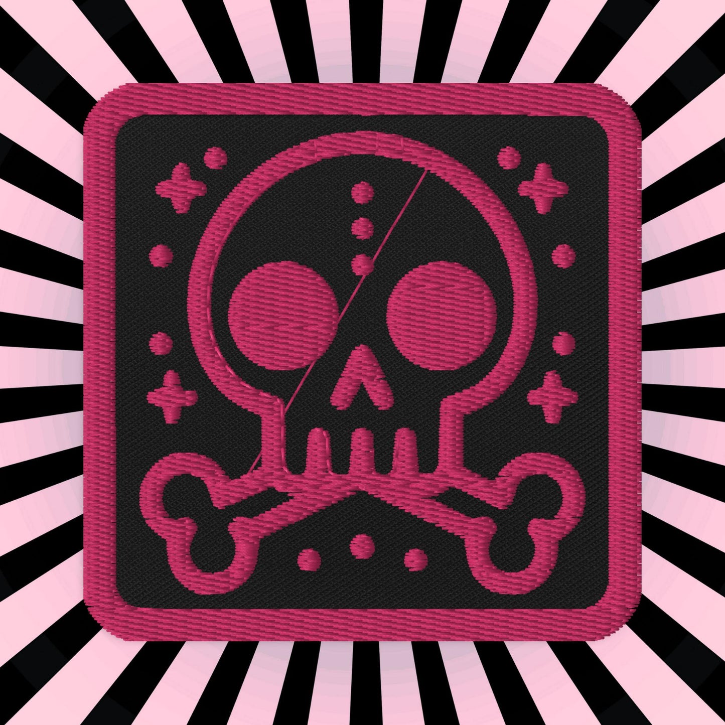 Spooky Cute Weirdcore Grunge Bubble Skull Pink Stitching Goth Embroidered Patch