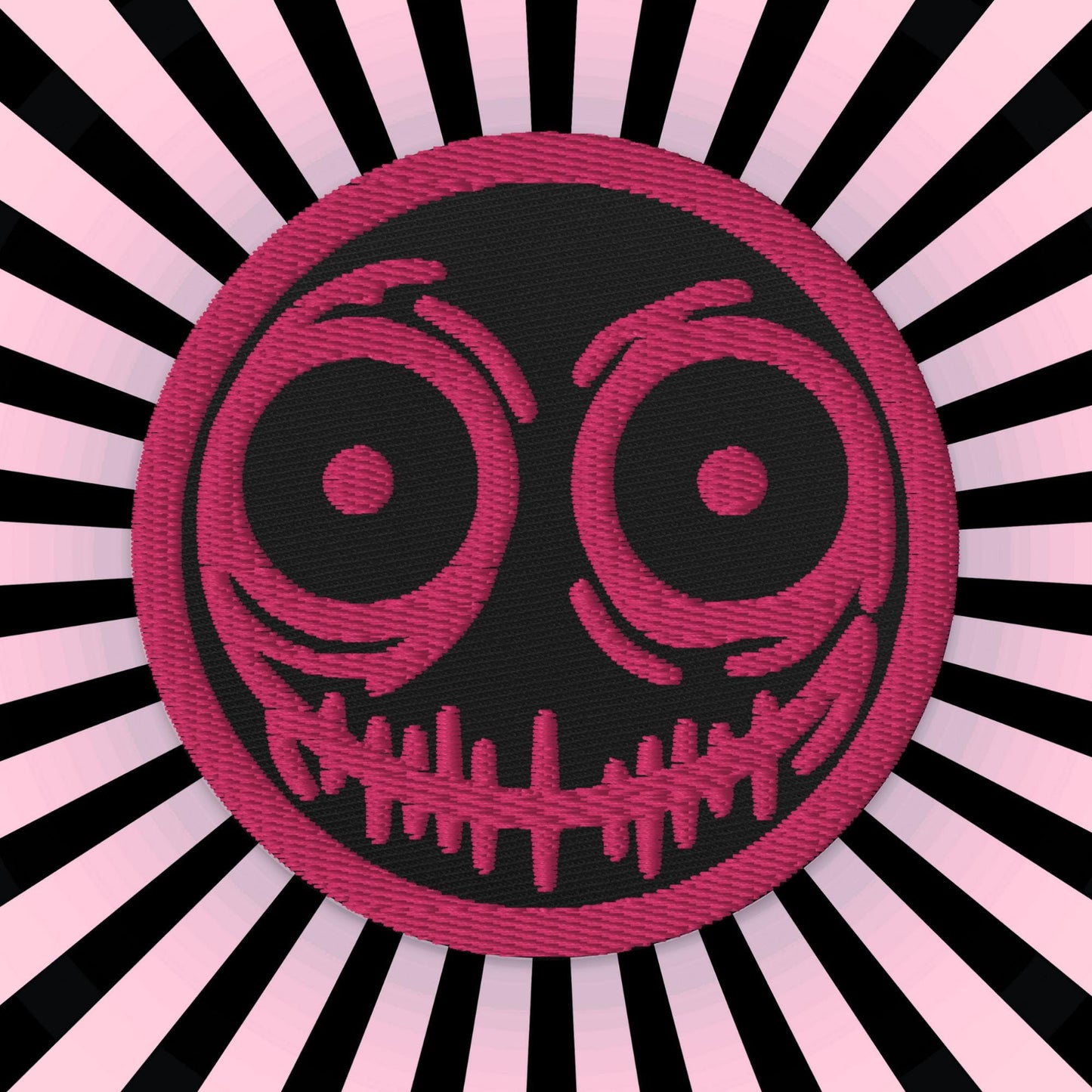 Creepy Ghoul Face Weirdcore Grunge Y2K Embroidered Pink Patch
