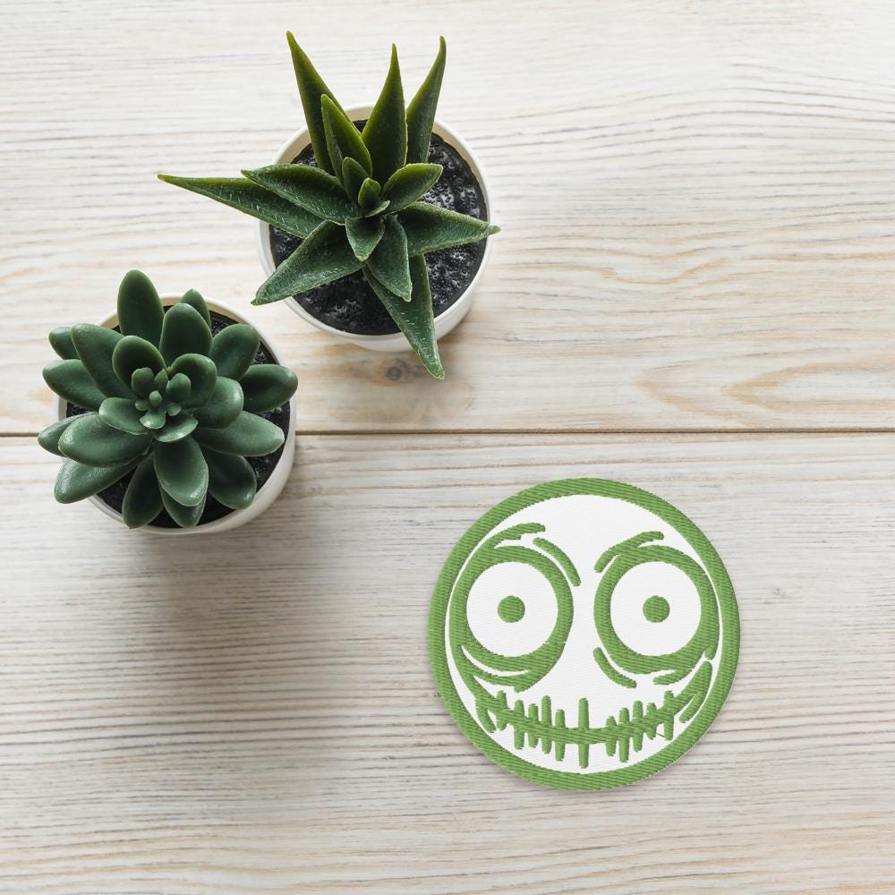 Creepy Ghoul Face Weirdcore Grunge Y2K Embroidered Patch