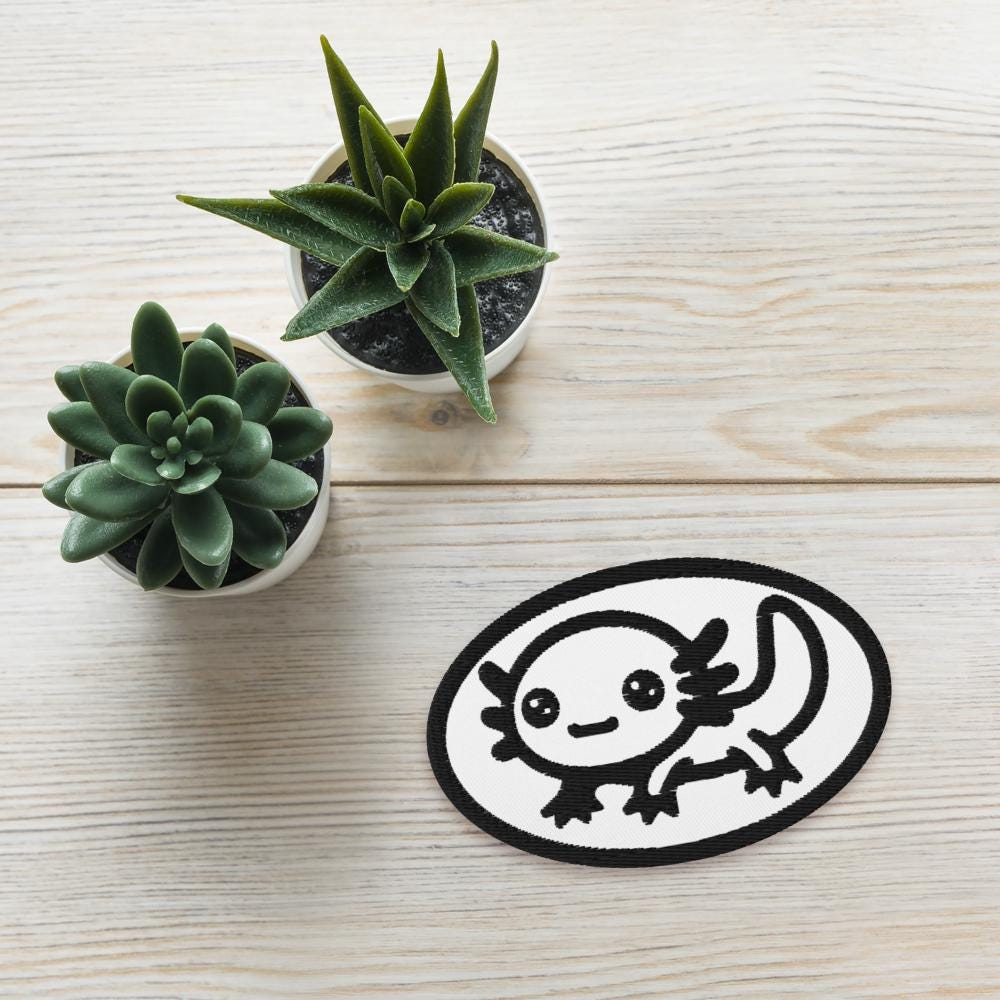 Cute Weirdcore Axolotl Grunge Embroidered Patch