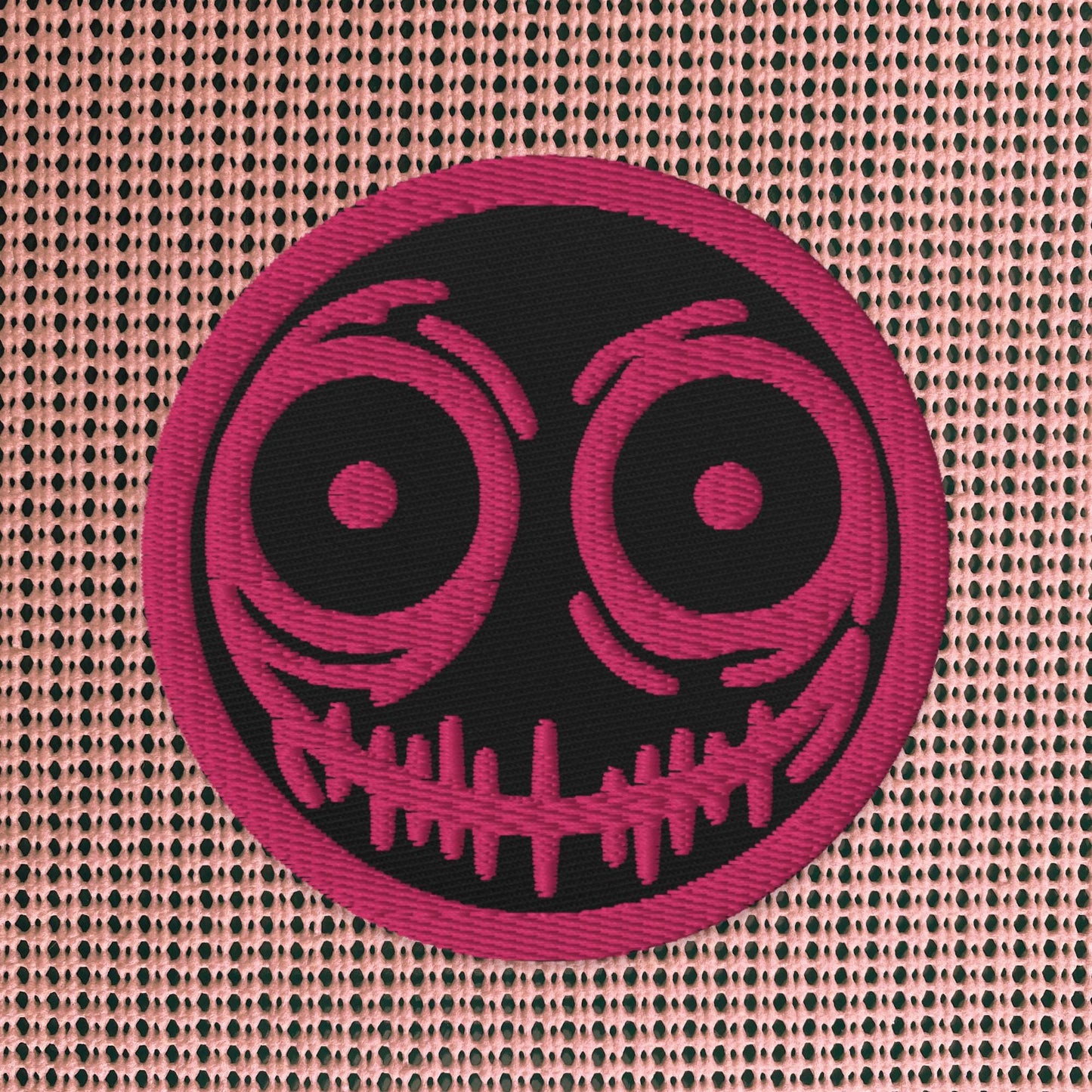 Creepy Ghoul Face Weirdcore Grunge Y2K Embroidered Pink Patch