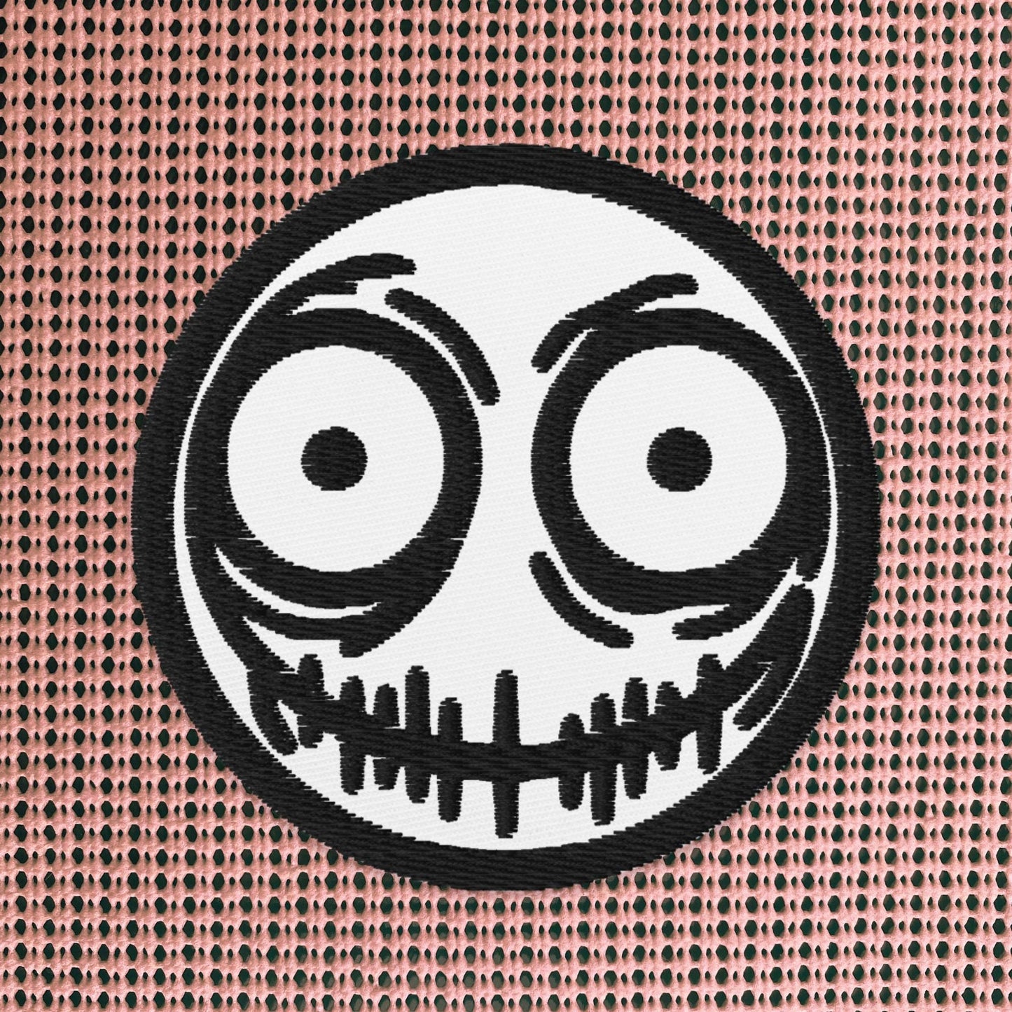 Creepy Ghoul Face Weirdcore Grunge Y2K Embroidered Patch Black Stitching