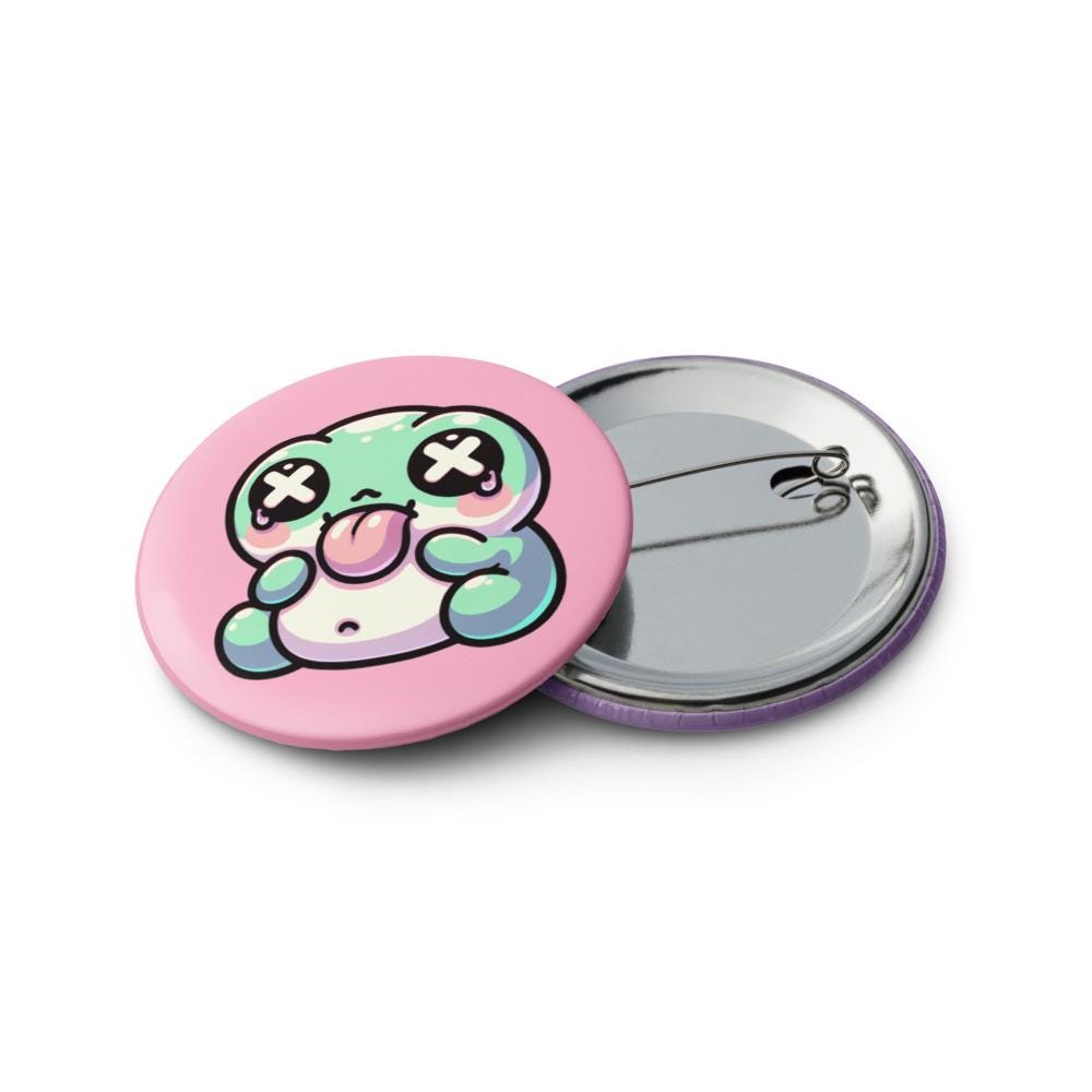 Fun Trippy Kawaii Pastel Goth Grunge Animals Set of 5 Pin Buttons