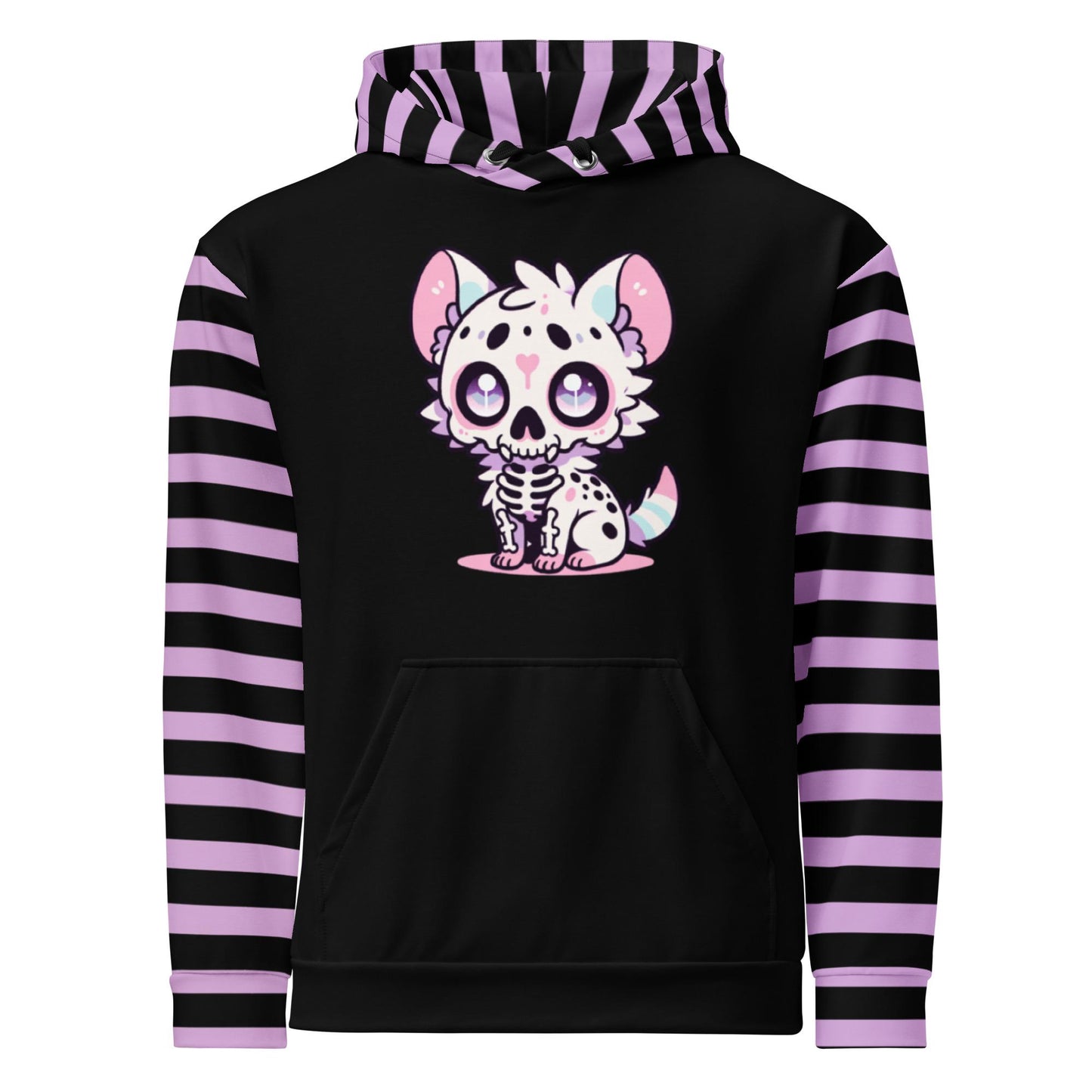 Pastel Goth Striped Weirdcore Gore Grunge Skeleton Hyena Y2K Unisex Hoodie