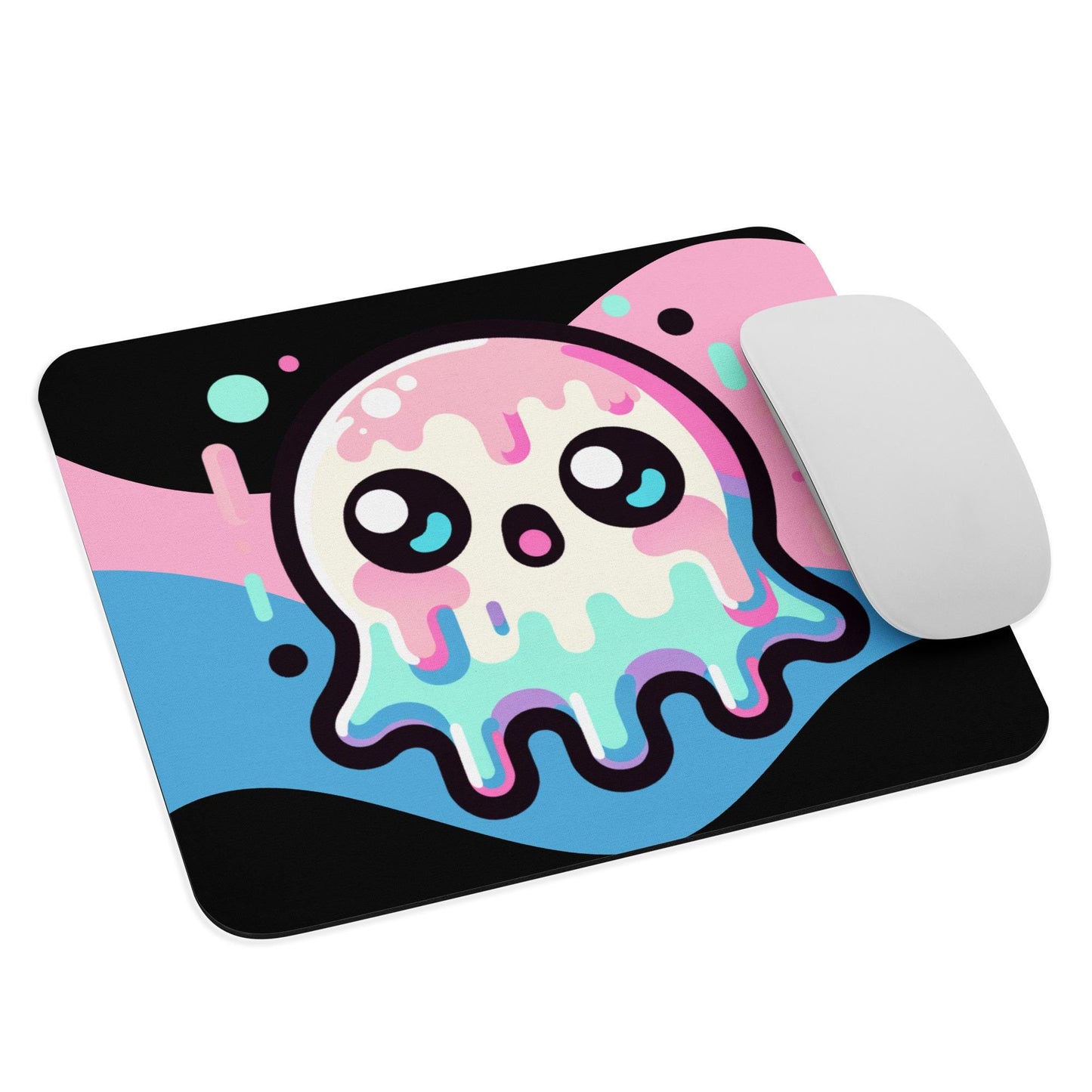 Spooky Cute Pastel Bubble Kawaii Anime Ghost Gaming Dorm Office Desk Mouse Pad Weirdcore Grunge Decor