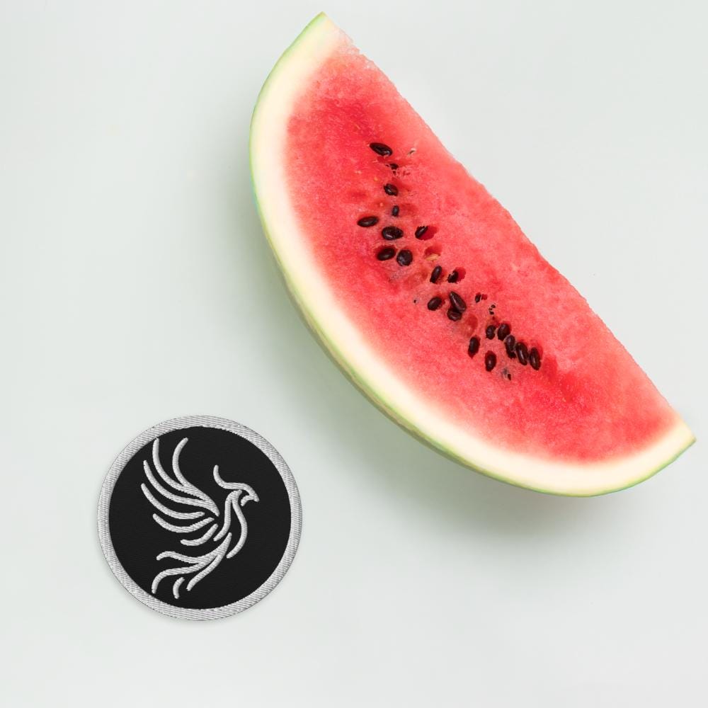 White and Black Round Phoenix Sew On or Iron On Embroidered Patch