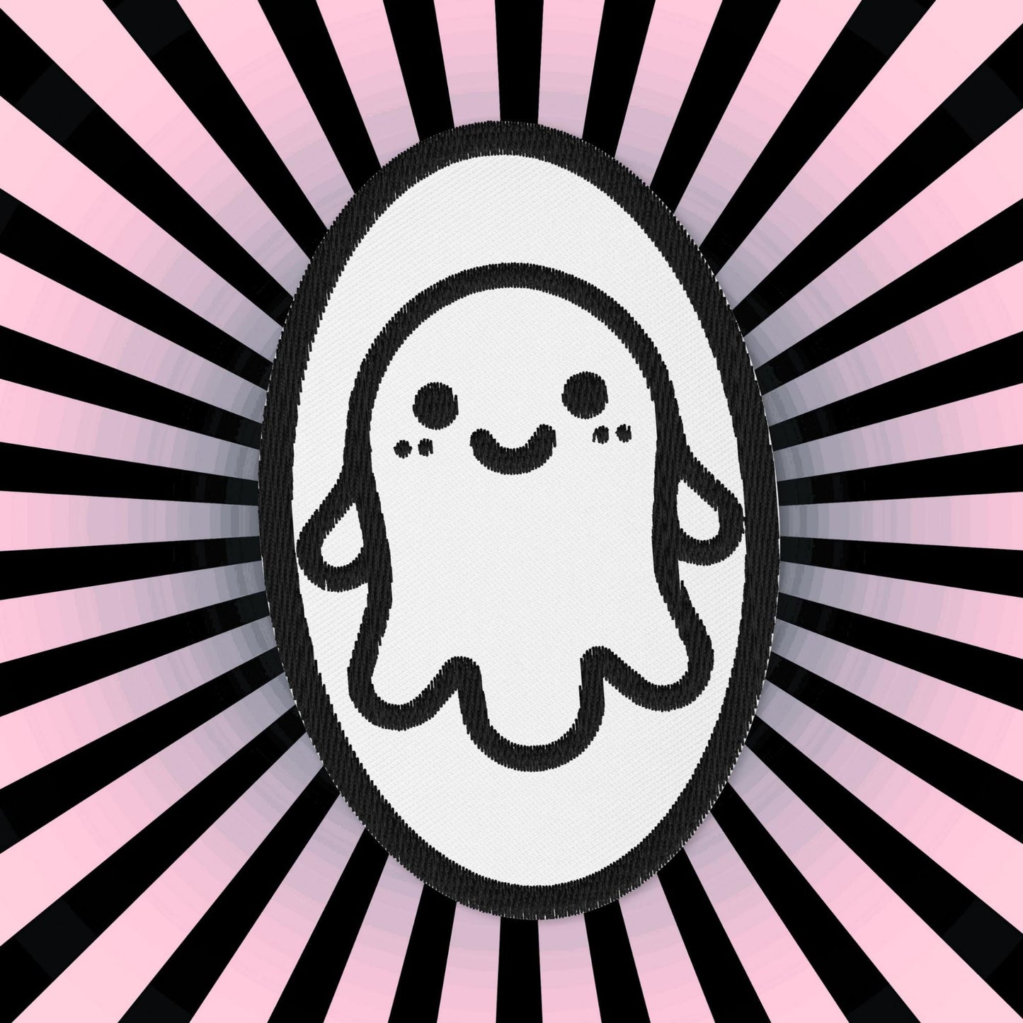 Creepy Cute Weirdcore Grunge Ghost Embroidered Iron On Sew On Patch White Background