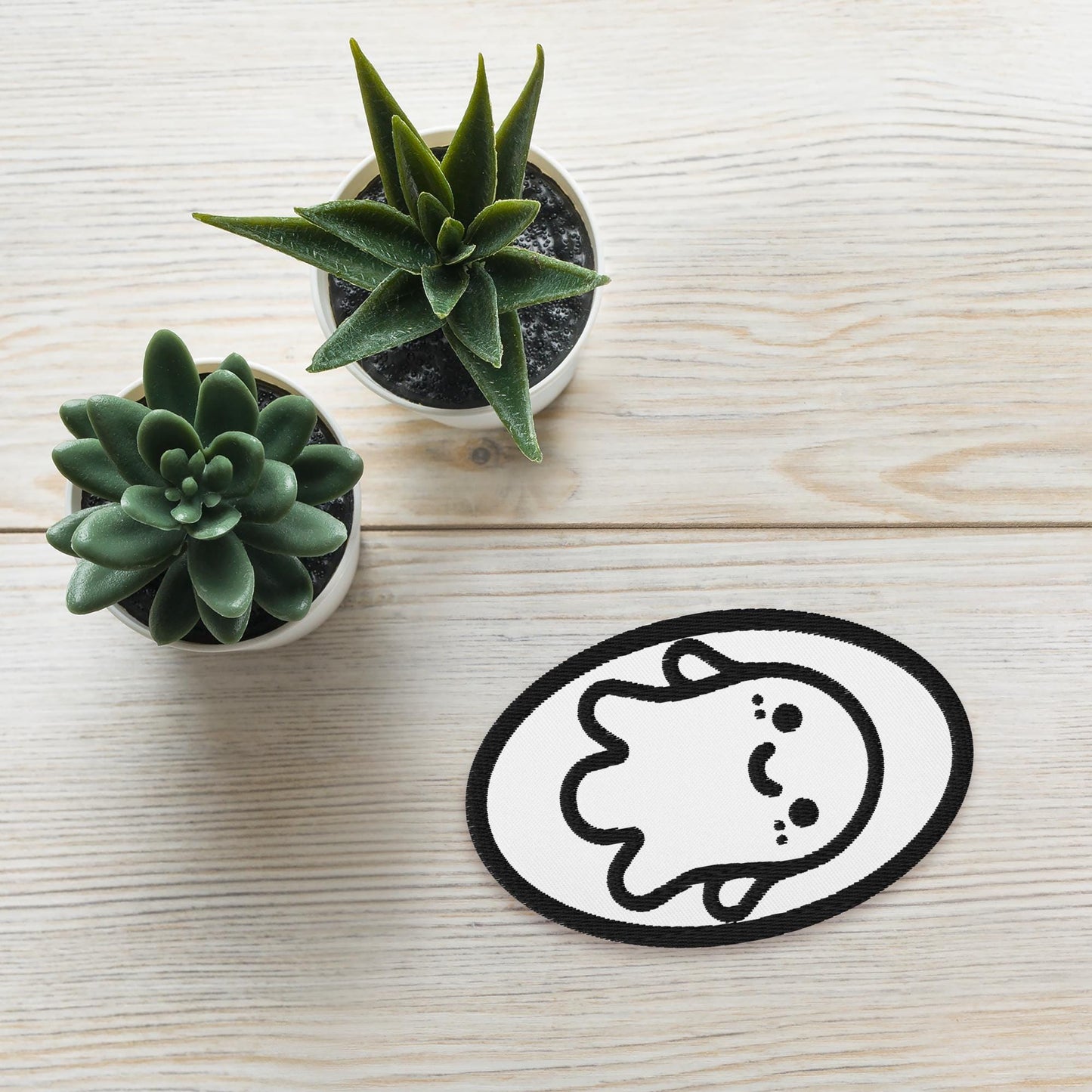Creepy Cute Weirdcore Grunge Ghost Embroidered Iron On Sew On Patch White Background