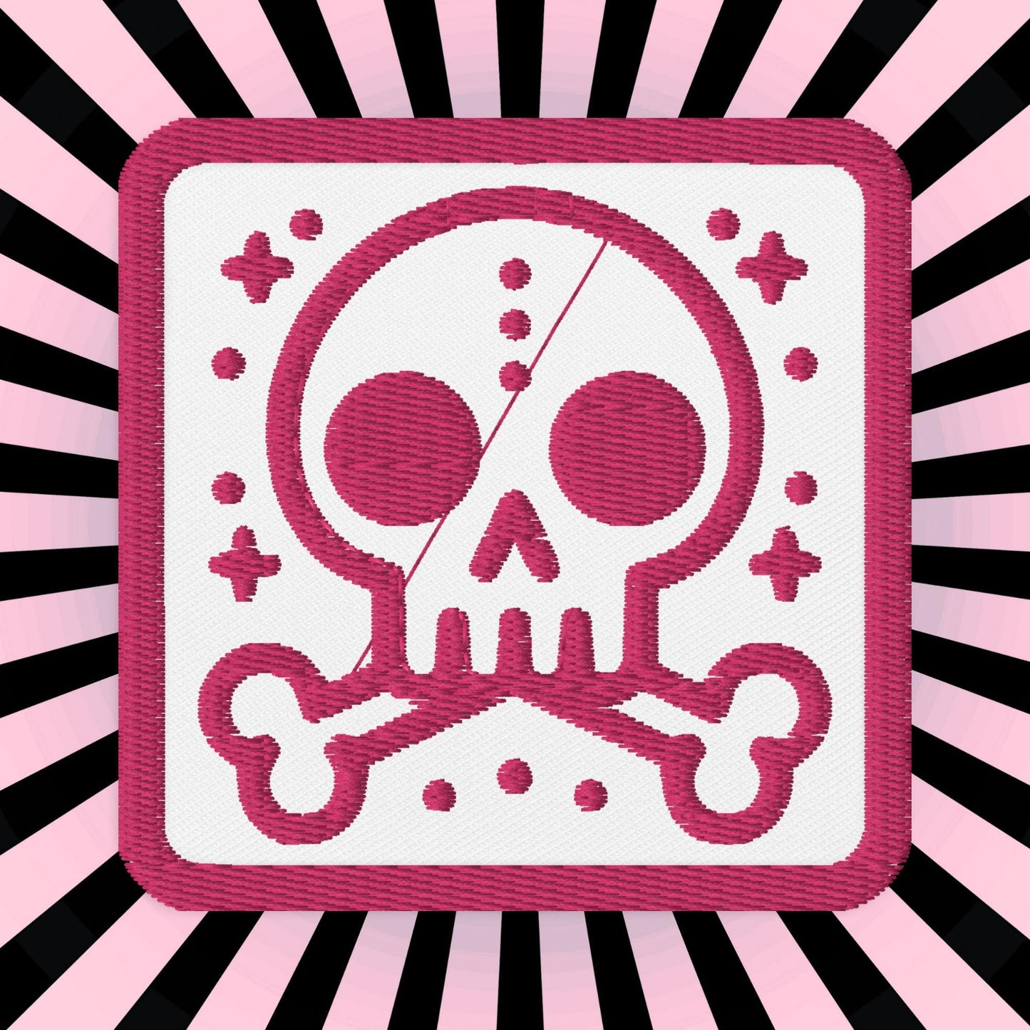 Spooky Cute Weirdcore Grunge Bubble Skull Pink Stitching Goth Embroidered Patch