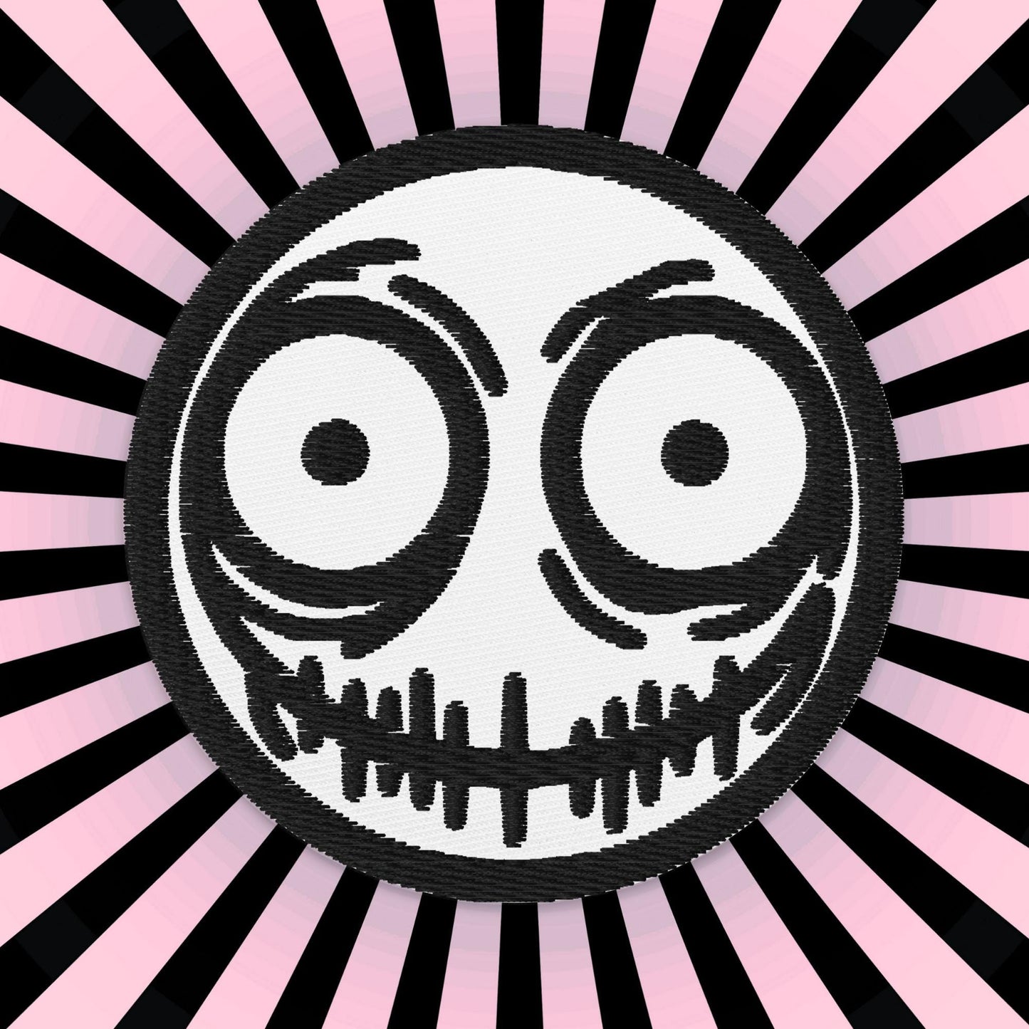 Creepy Ghoul Face Weirdcore Grunge Y2K Embroidered Patch Black Stitching