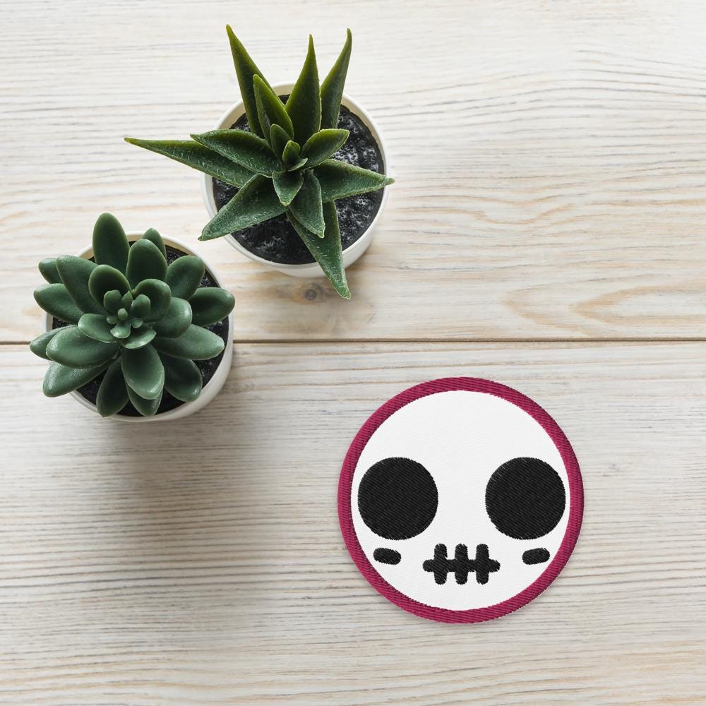 Spooky Cute Skull Weirdcore Grunge Goth Embroidered Patch