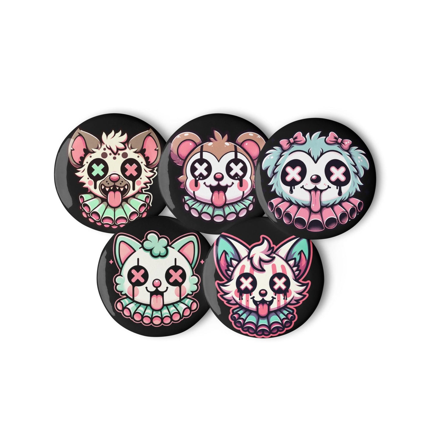 Trippy Clowncore Gore Animals Weirdcore Pastel Goth Clown Set of 5 Button Pins