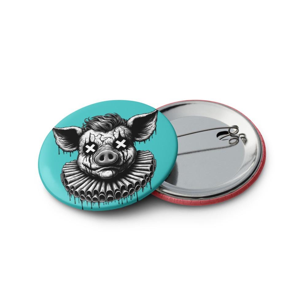 Creepy Spooky Dark Clowncore Gore Clown Amimals Gothic Weirdcore Set of 5 Button Pins