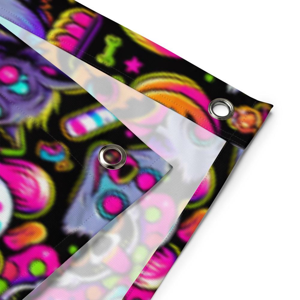 Decorative Weirdcore Neon Clowncore Flag Repeat Pattern Creepy Cute Clowns Kidcore Flag Gift