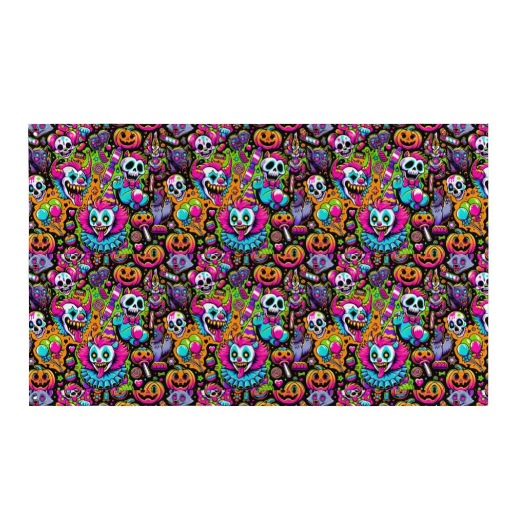 Decorative Weirdcore Neon Clowncore Flag Repeat Pattern Creepy Cute Clowns Kidcore Flag Gift