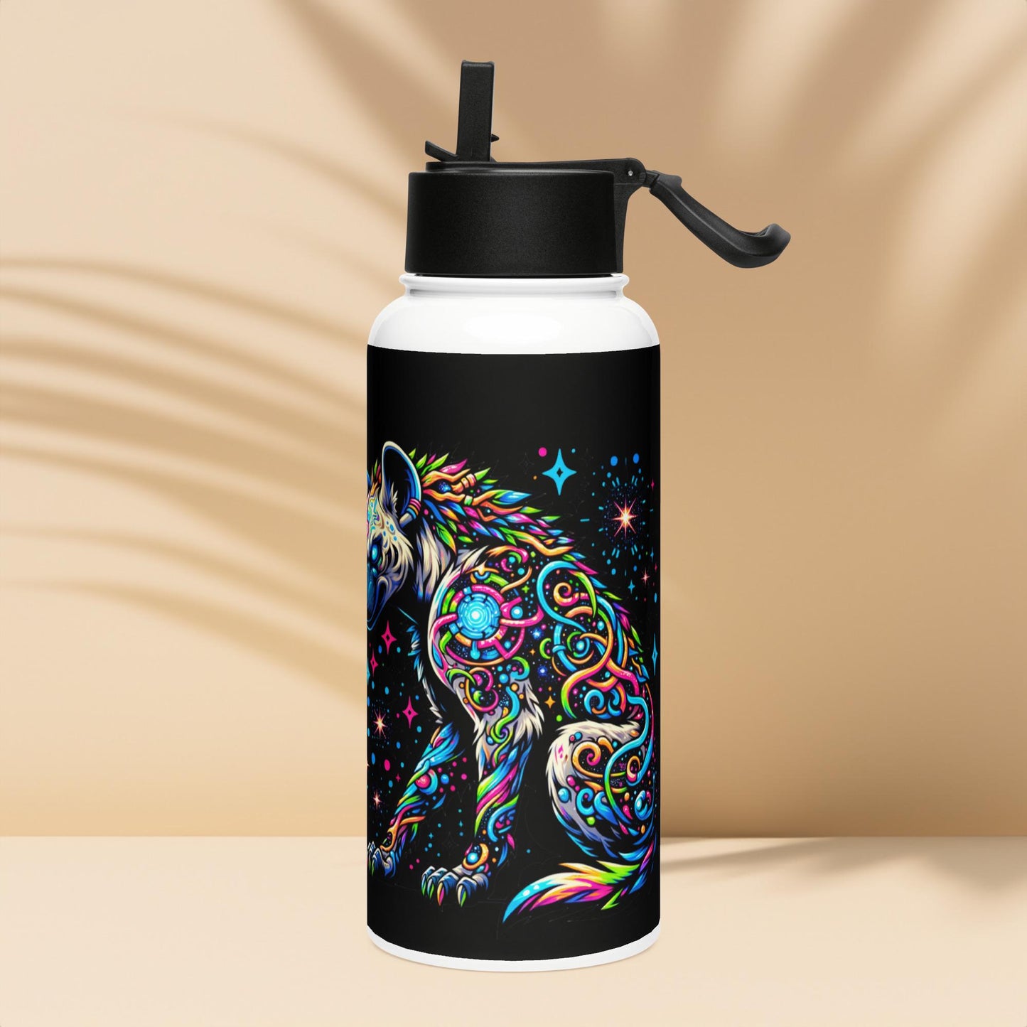 Magical Neon Goth Grunge Hyena Tumbler Stainless Steel Water Bottle with Straw & Lid