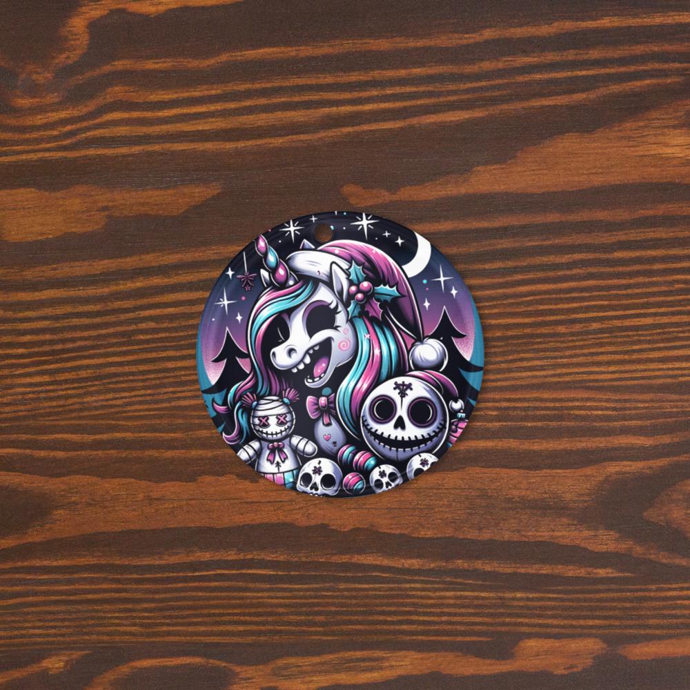 Horror Christmas Nightmare Unicorn Weirdcore Goth Grunge Acrylic Ornament