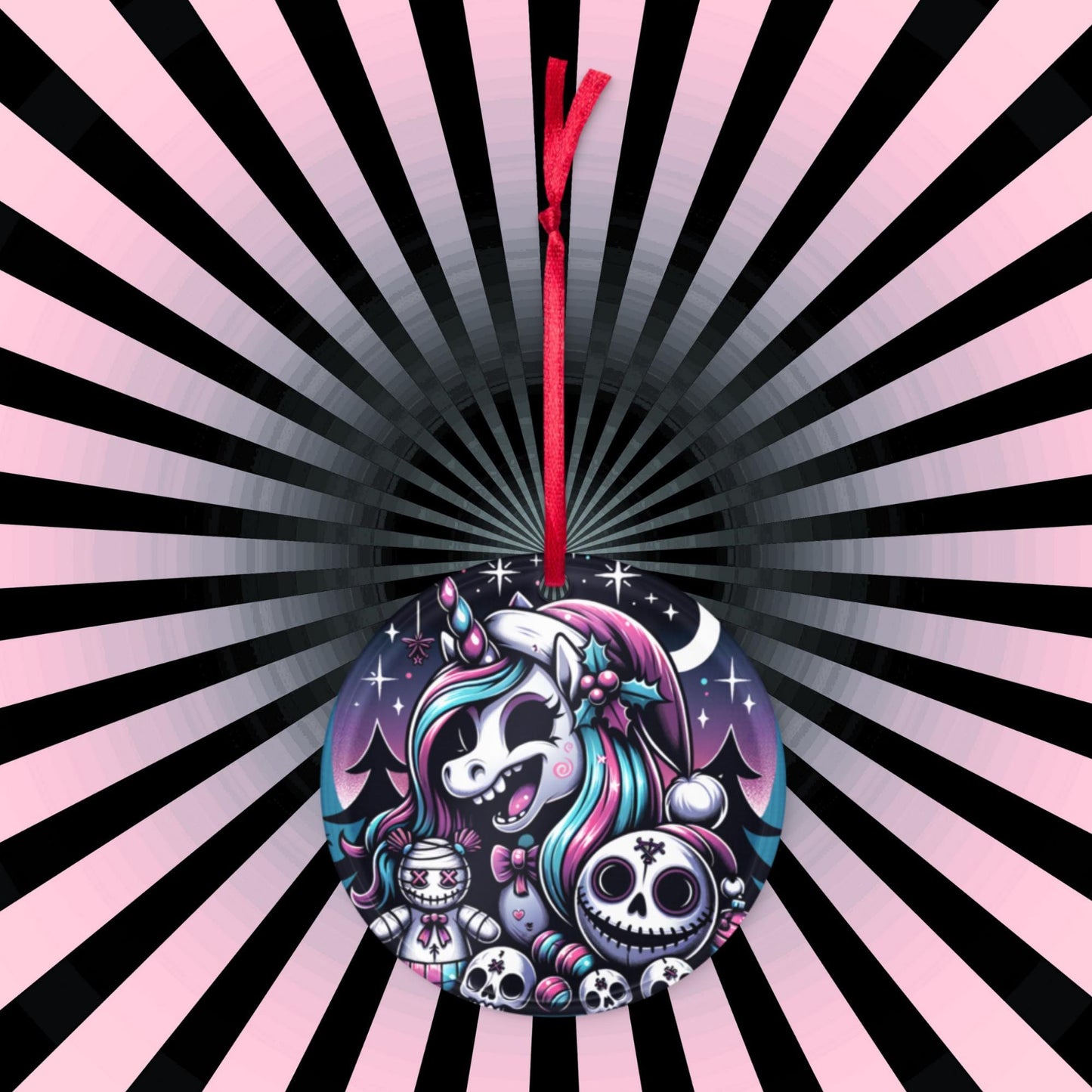 Horror Christmas Nightmare Unicorn Weirdcore Goth Grunge Acrylic Ornament