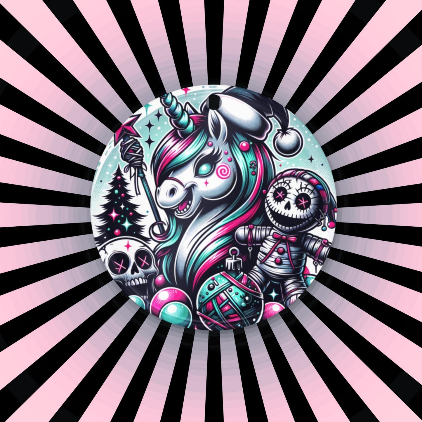 Spooky Horror Holiday Christmas Nightmare Unicorn Weirdcore Goth Grunge Acrylic Ornament