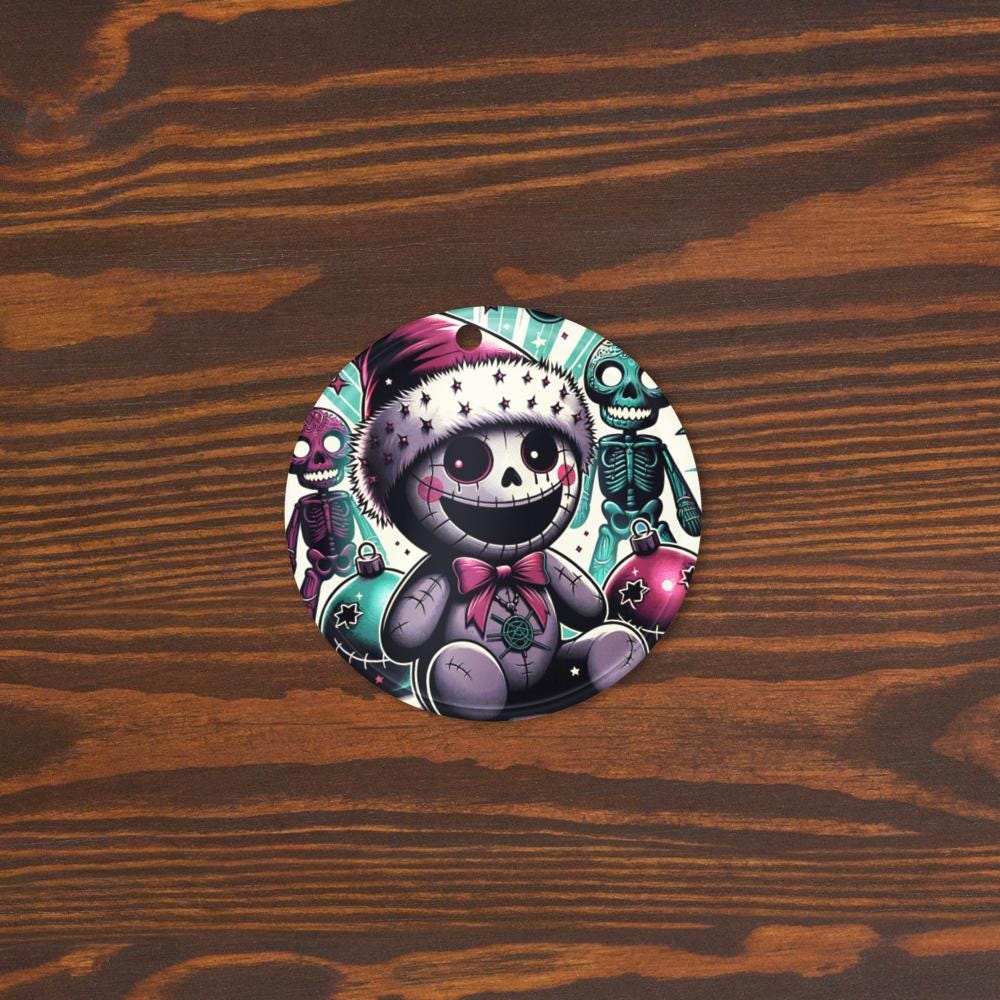 Spooky Skeletons Cute Horror Holiday Christmas Haunted Voodoo Doll Weirdcore Goth Grunge Acrylic Xmas Ornament