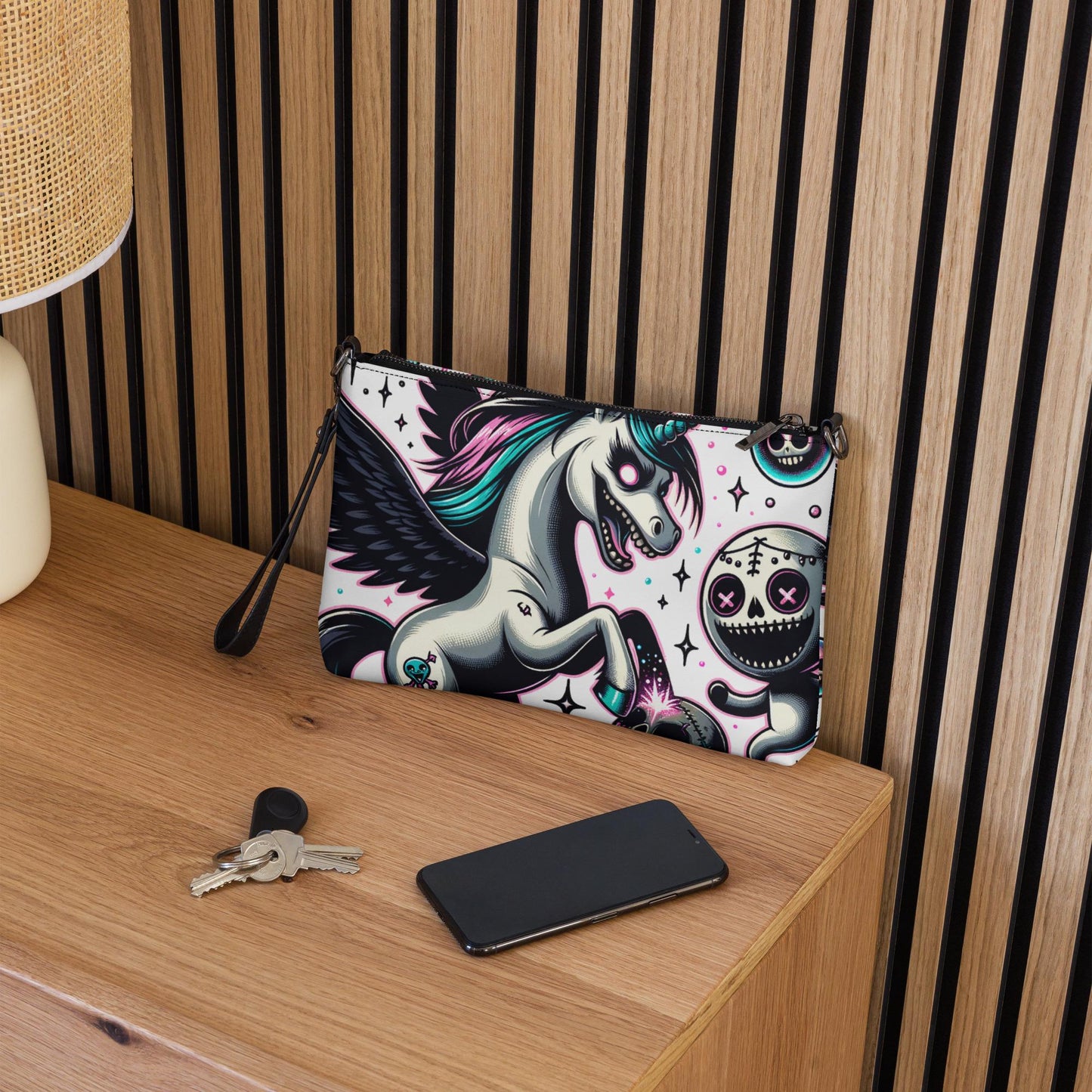 Weirdcore Pastel Goth Scene Angry Voodoo Unicorn Clutch Bag Gothic Grunge Purse Crossbody Bag