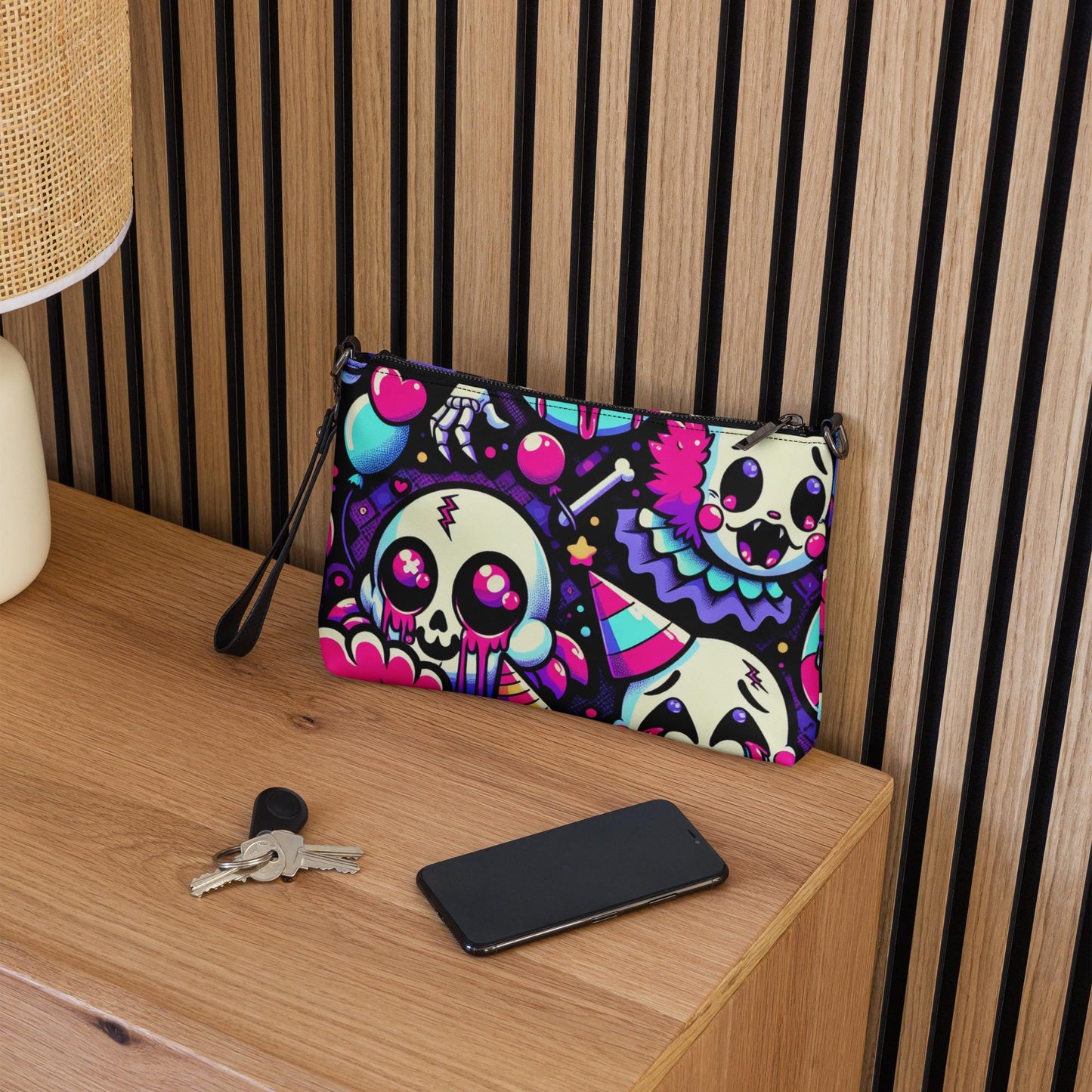 Creepy Cute Neon Goth Horror Punkrock Bubble Ghosts Weirdcore Pastel Goth Grunge Clutch Purse Crossbody Bag